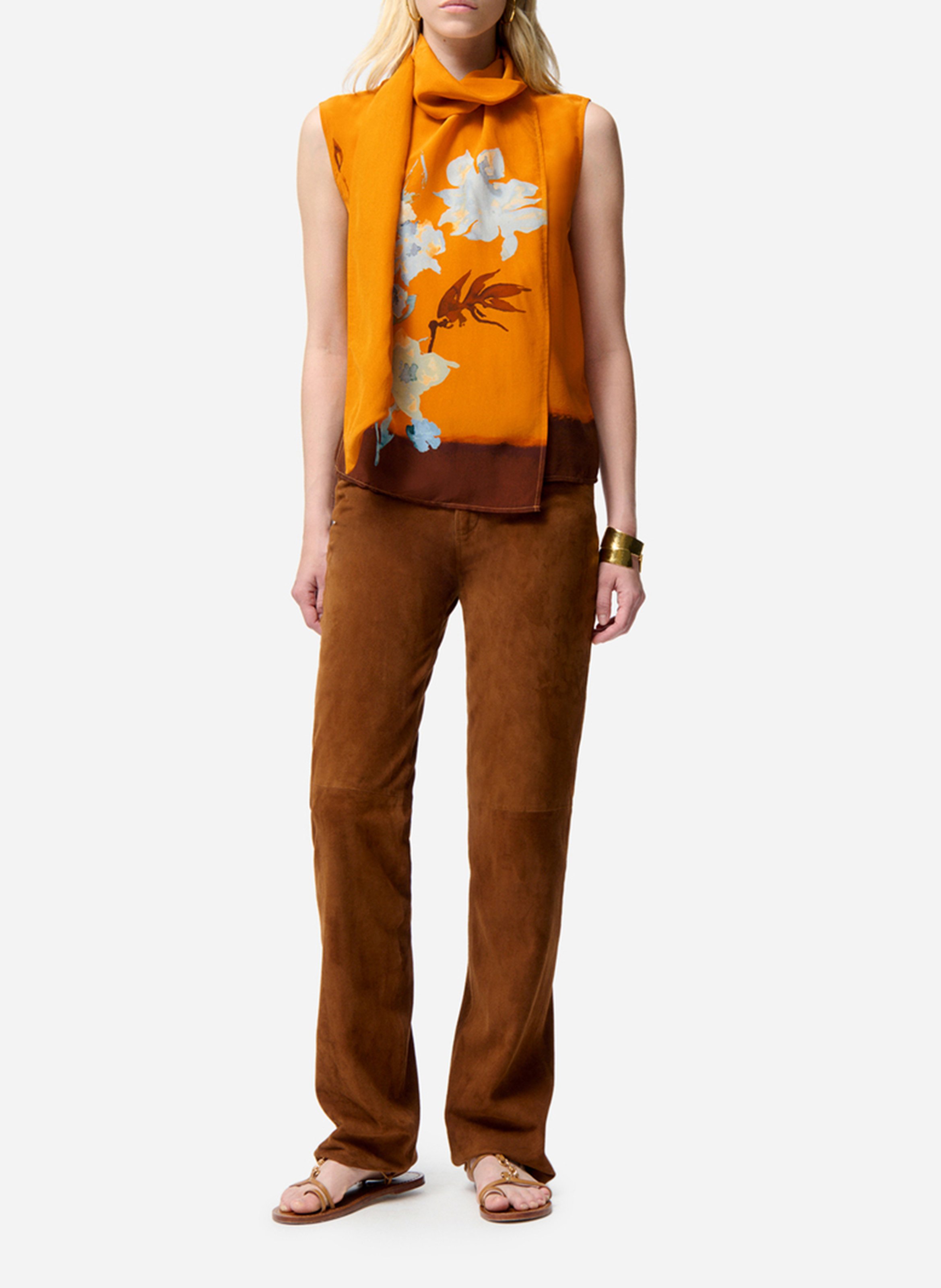 Printed pussy bow top VANESSA BRUNO Brown