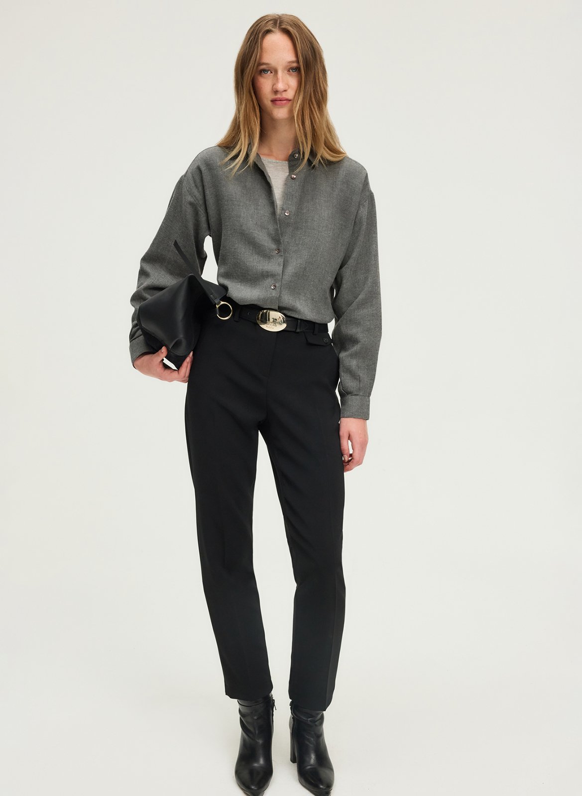 Oversized cotton-blend shirt with classic collar PABLO Grey