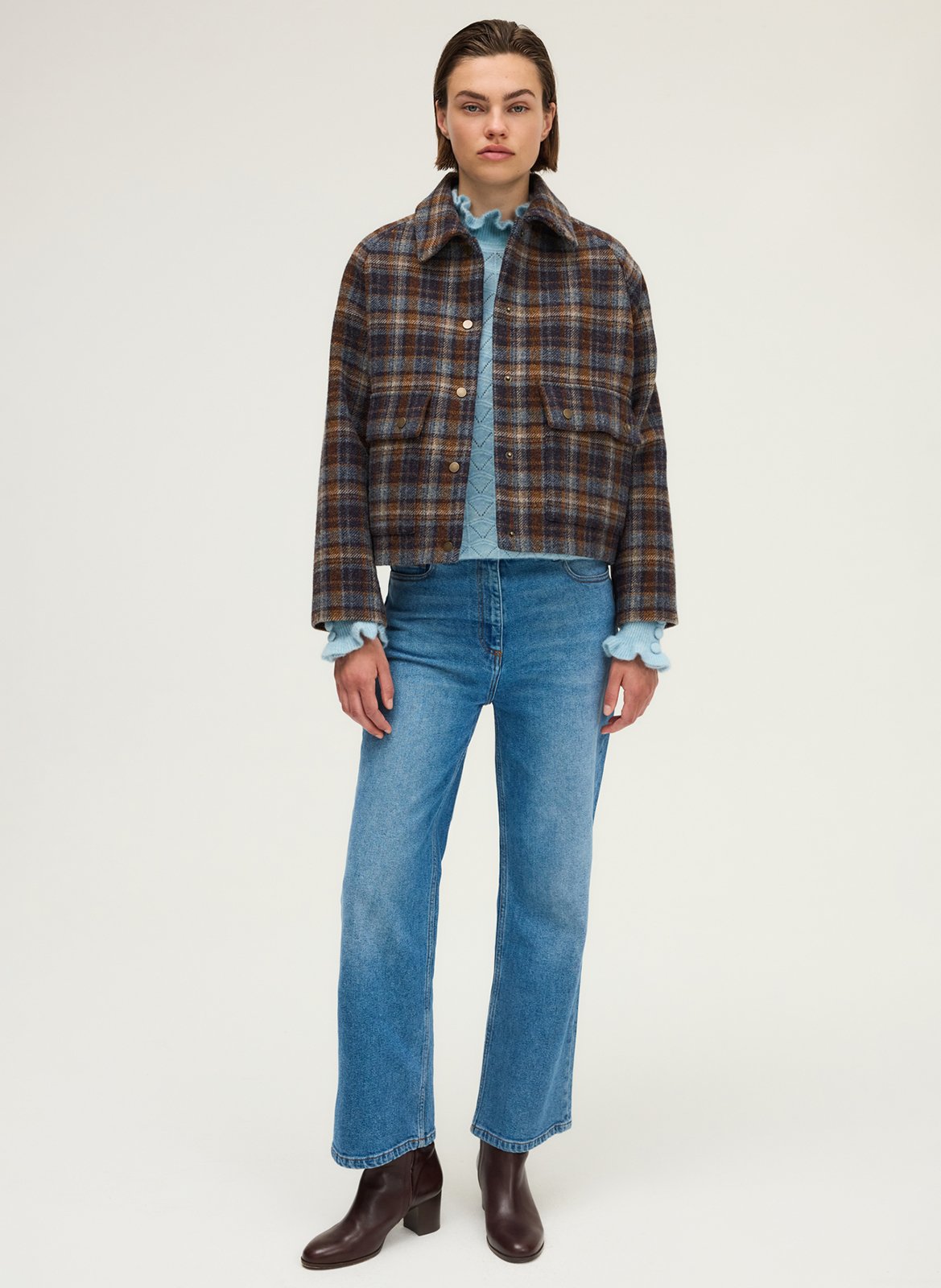 Oversized wool checkered jacket PABLO Blue