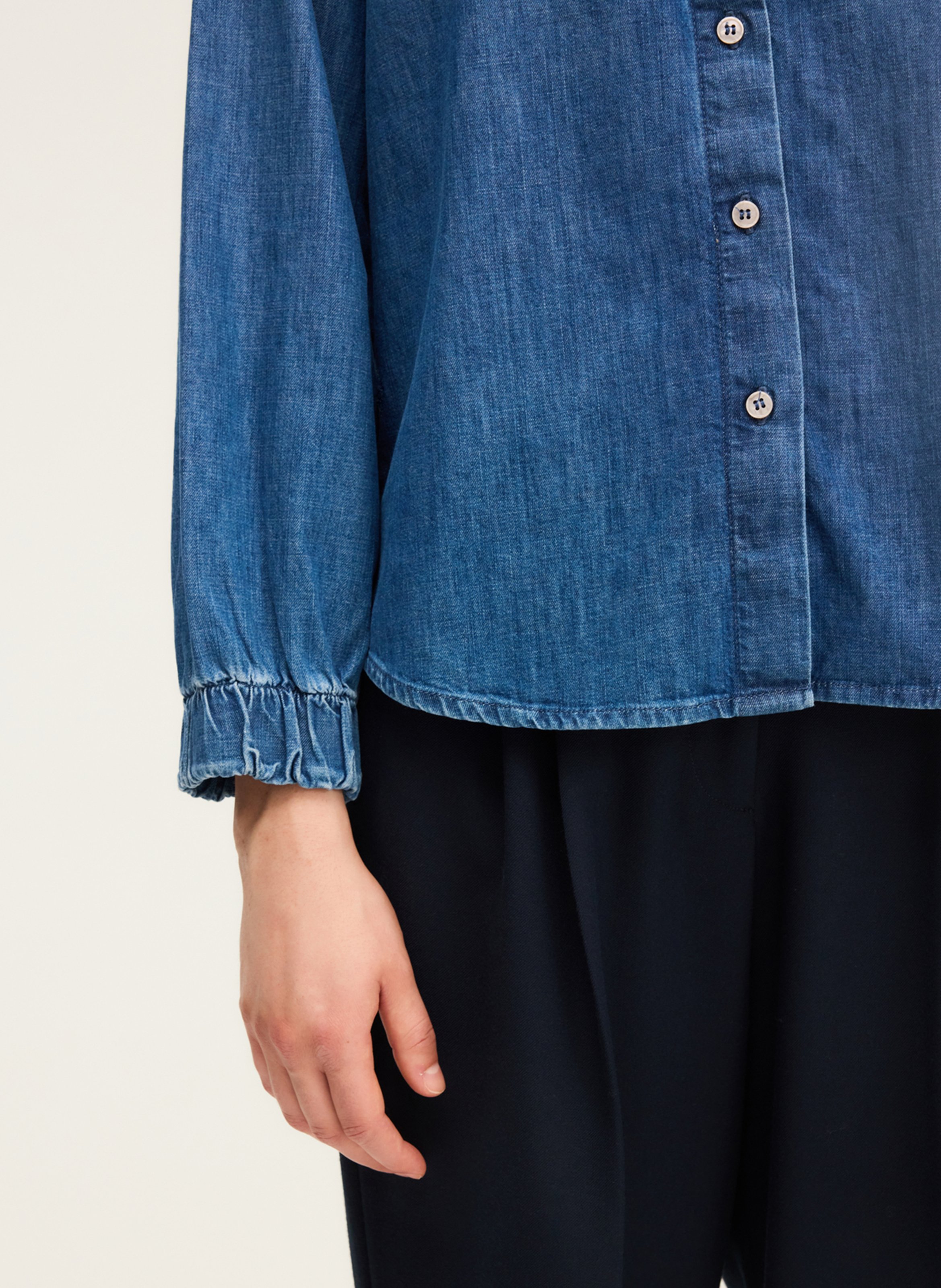 Chemise droite boutonnée en denim PABLO Bleu