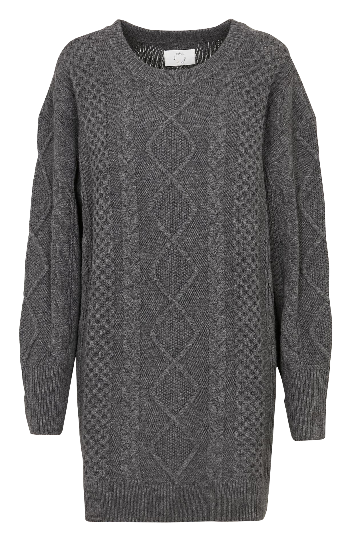 Oversized round neck wool blend sweater dress DES PETITS HAUTS Grey