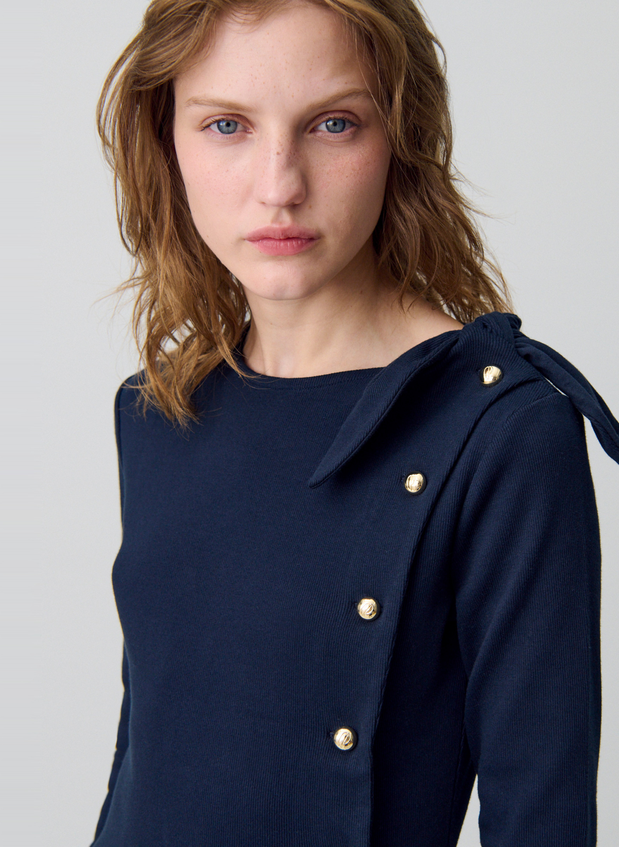 Pull en coton mélangé col rond CLAUDIE PIERLOT Bleu