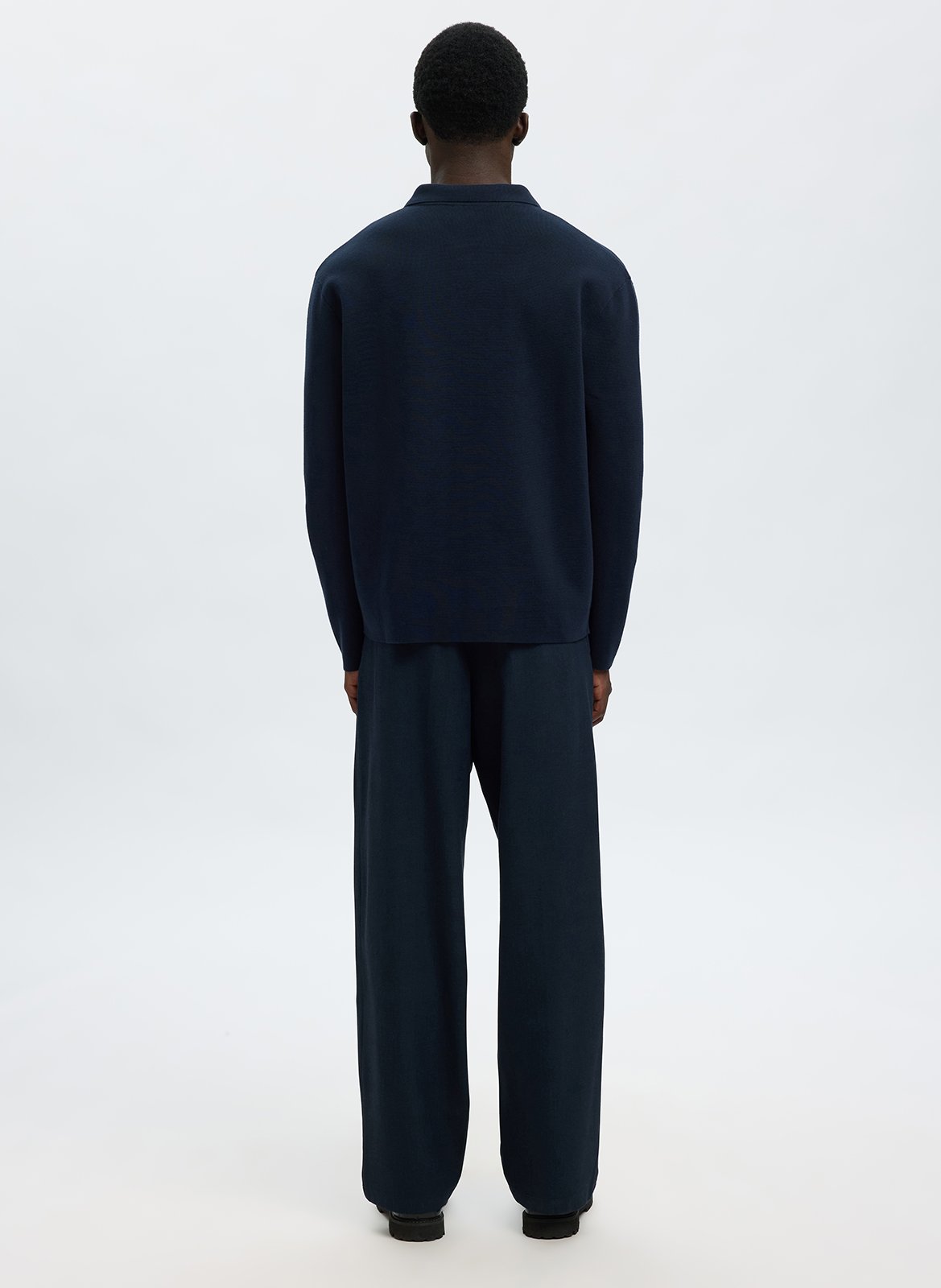 Cardigan droit col classique en coton bio mélangé SELECTED Bleu