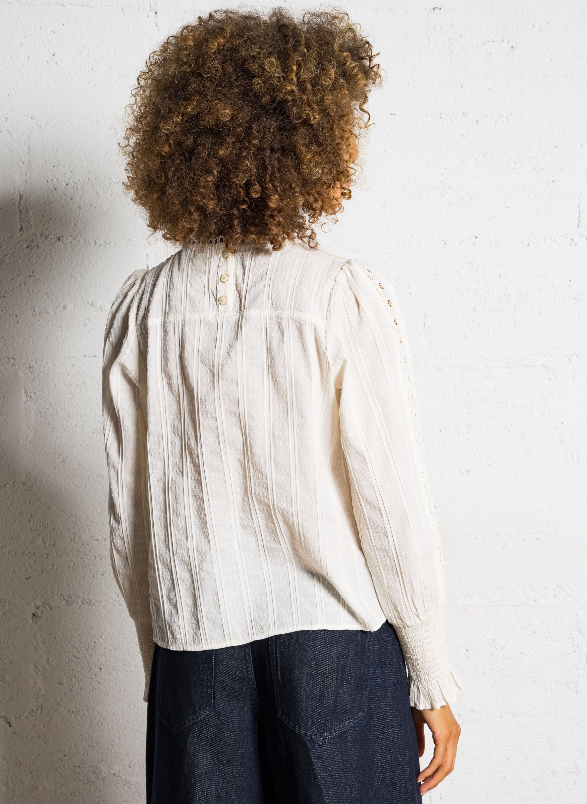 Round-neck cotton blouse FABIENNE CHAPOT White