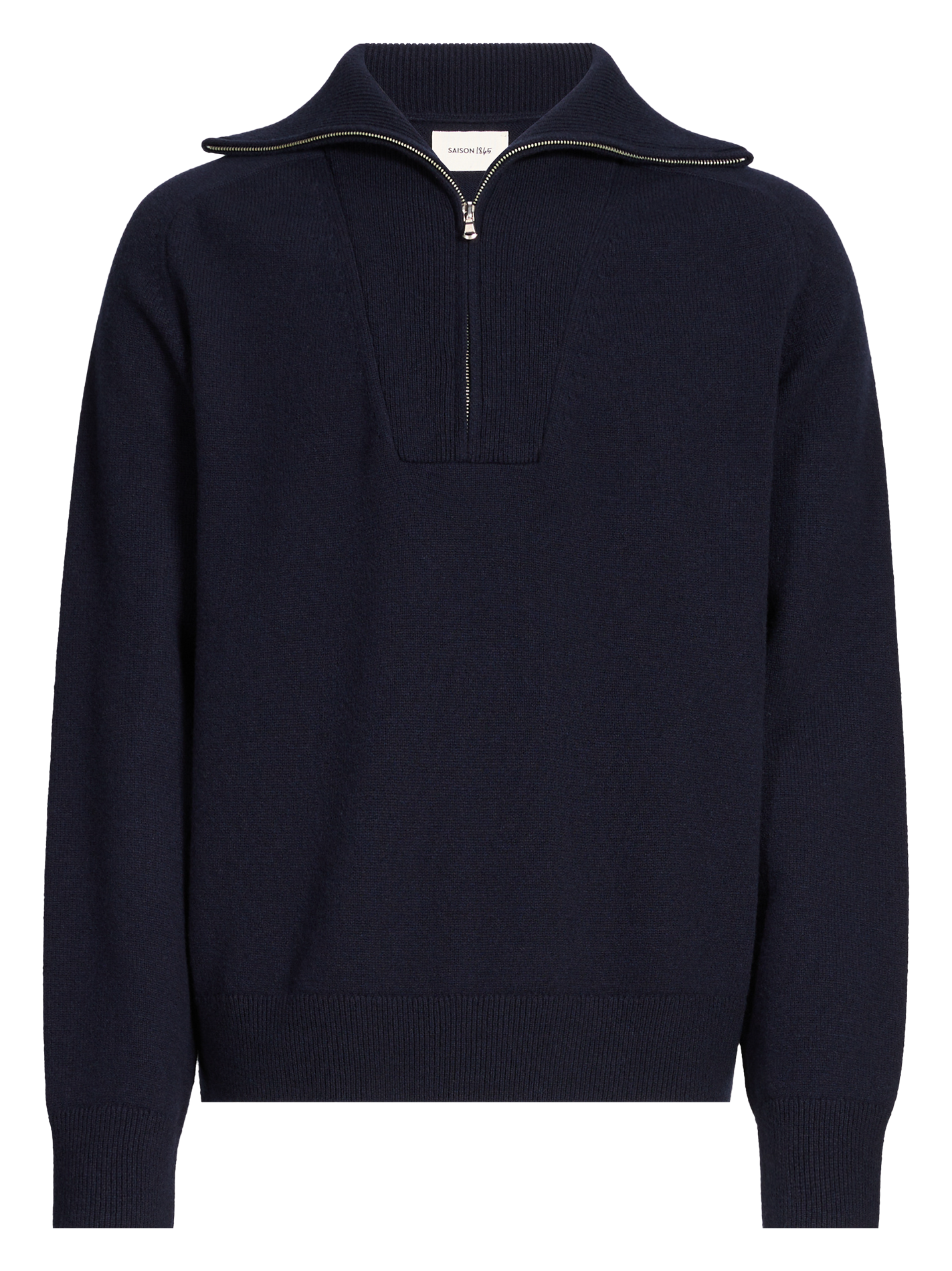 Wollpullover mit Stehkragen und Reißverschluss SAISON 1865 Blau