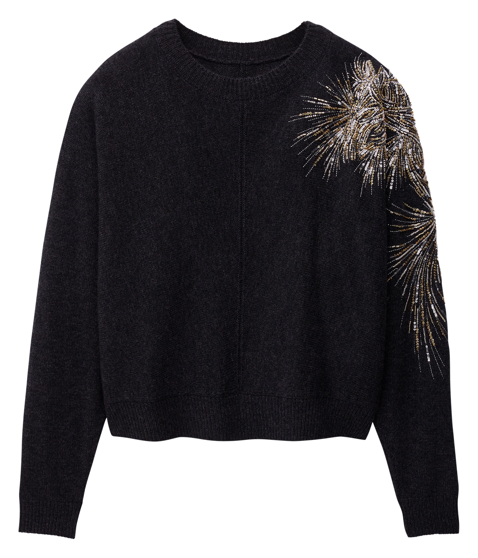 Rechte trui met paillettenborduursels BA&SH Zwart