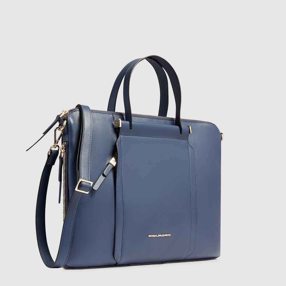 Leather messenger bag PIQUADRO Blue