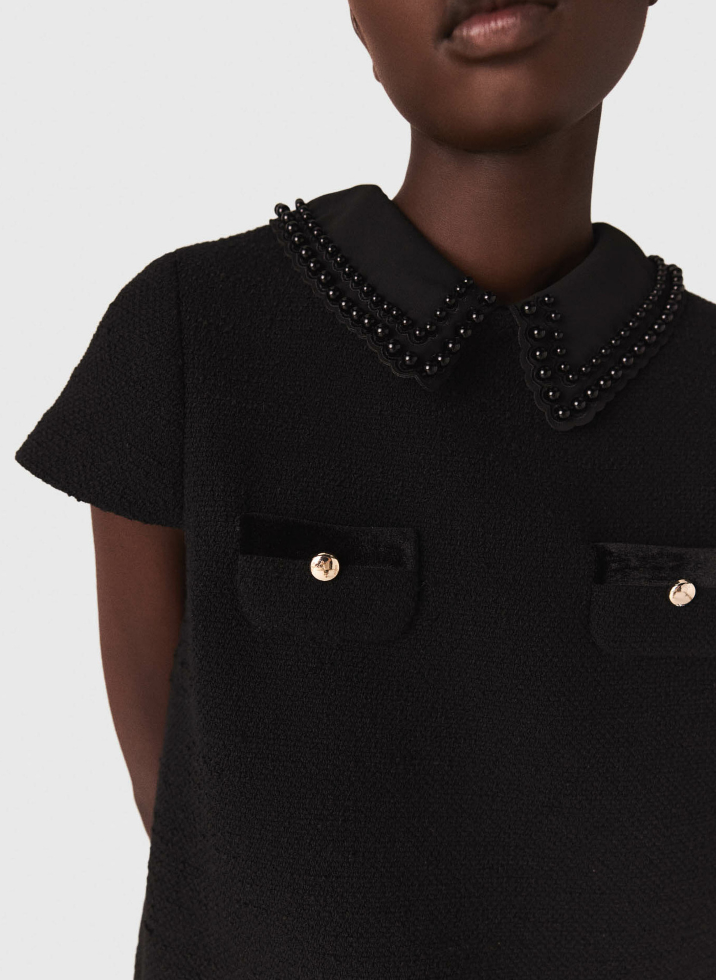 Robe courte col rond  MAJE Noir