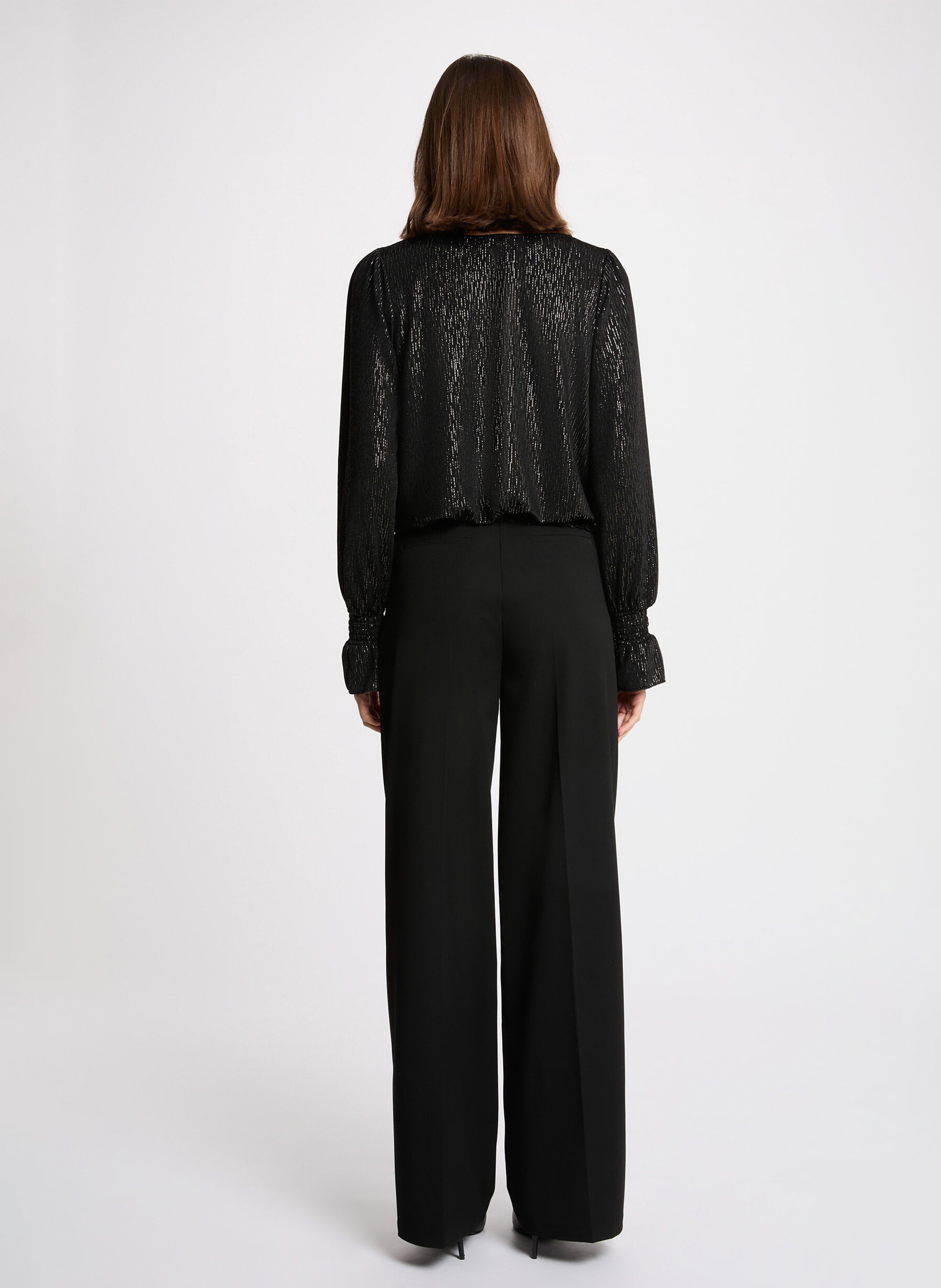 Top droit col bateau brillant MORGAN Noir