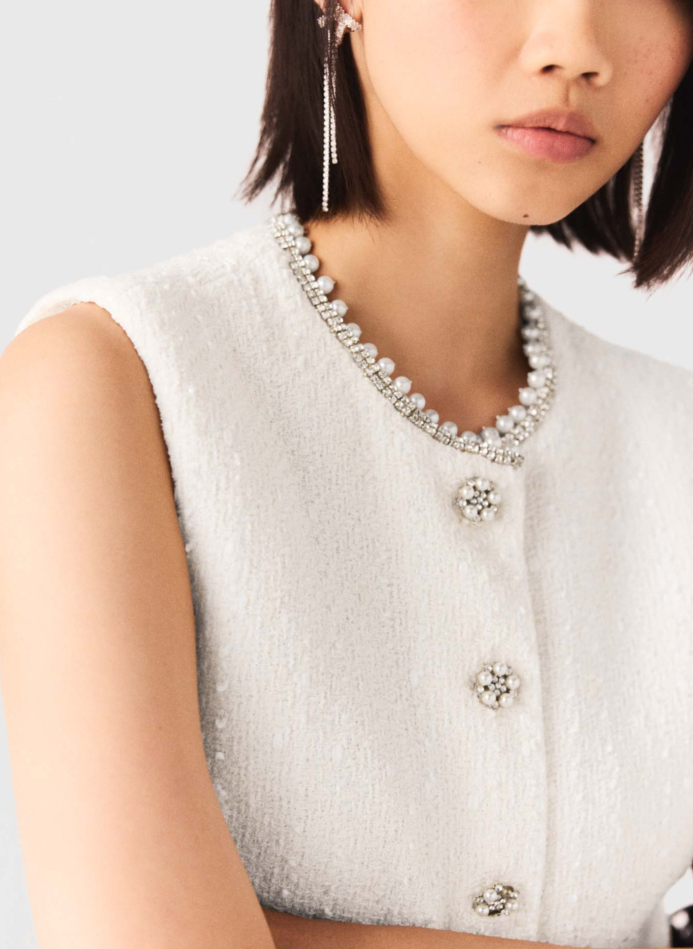 Round-neck cotton-blend cardigan MAJE Beige