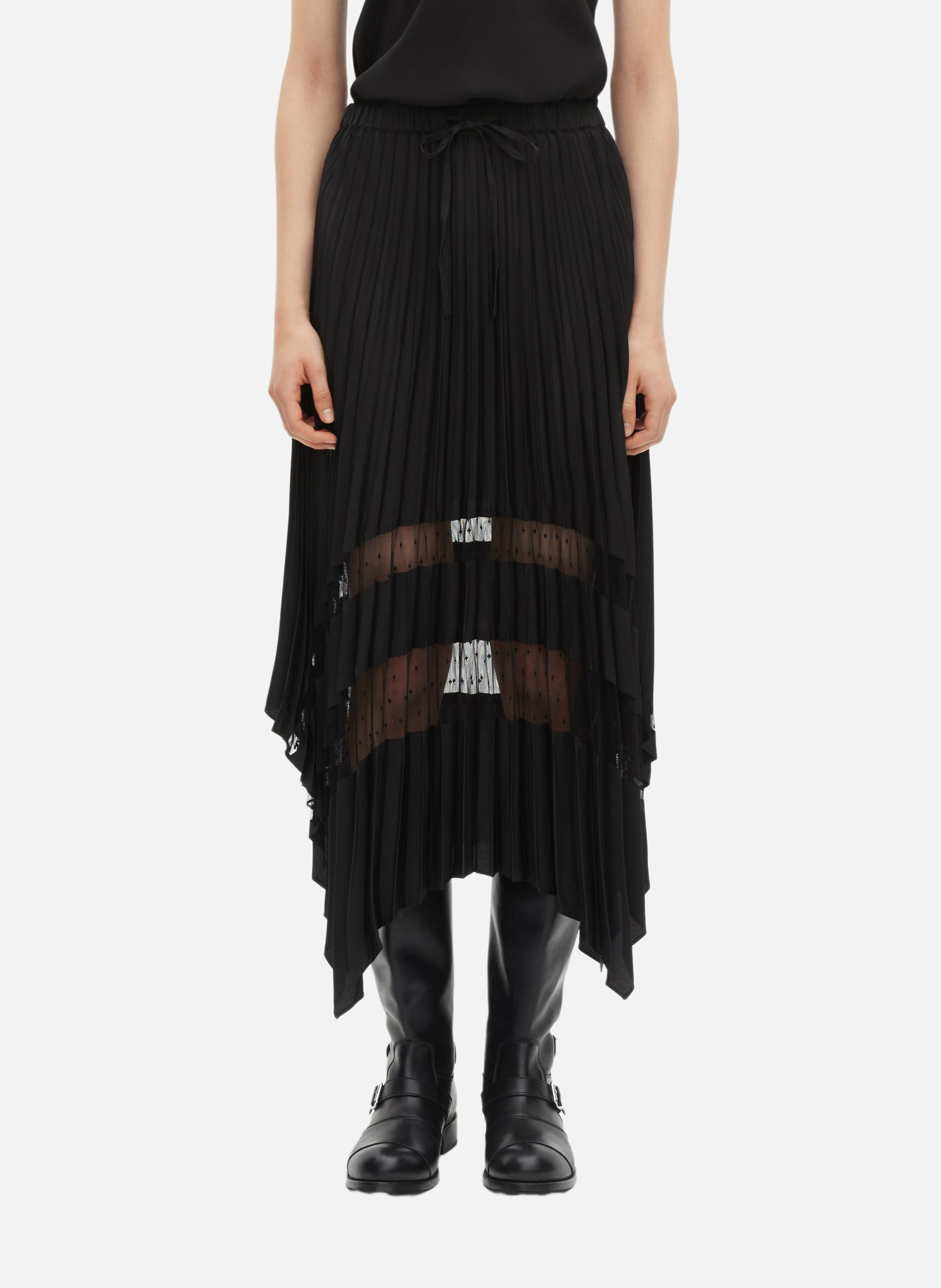 Long pleated lace skirt THE KOOPLES Black