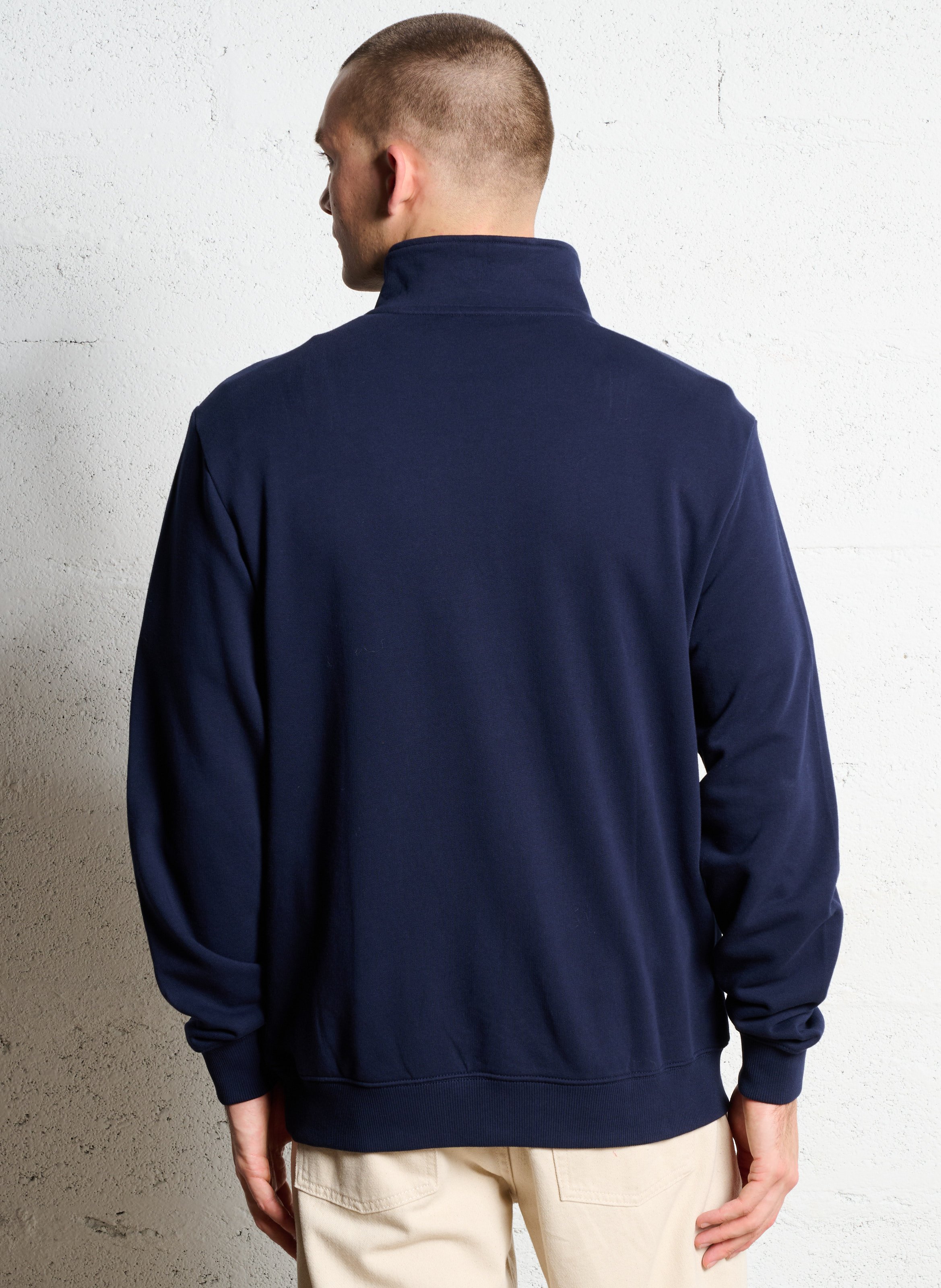 Sweat droit col montant en coton NAPAPIJRI Bleu