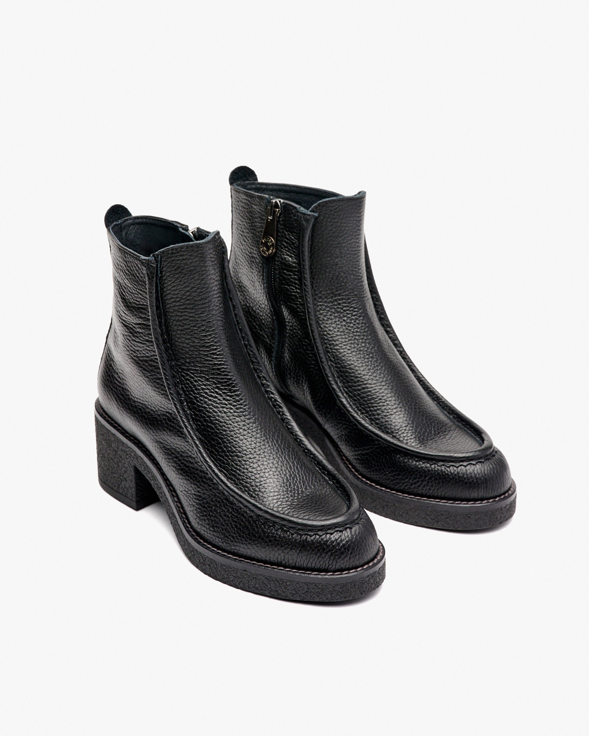Leather heeled ankle boots. PEDRO MIRALLES Black
