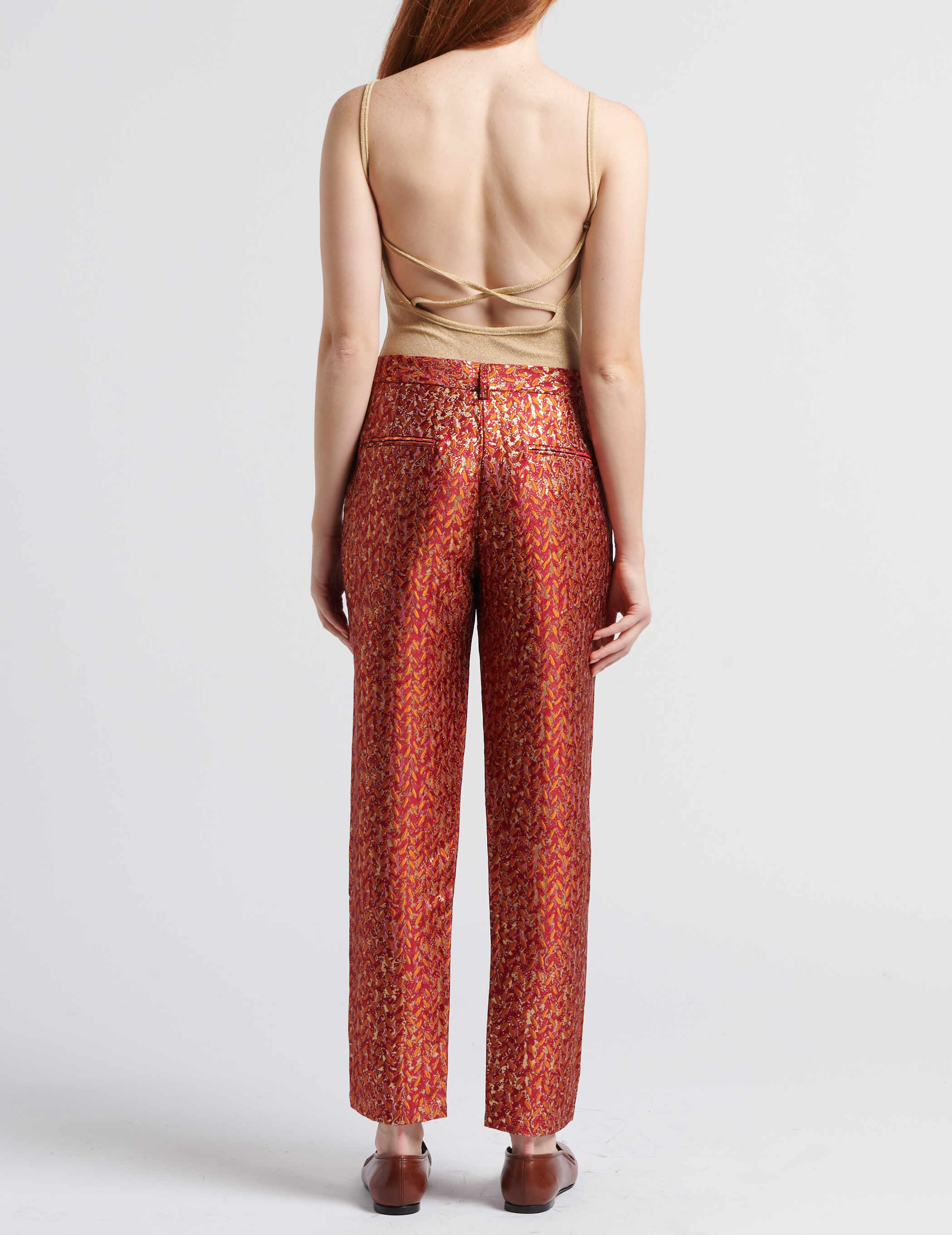 Gerade geschnittene Hose aus Jacquard mit Metallic-Effekt LA PETITE ETOILE Orange