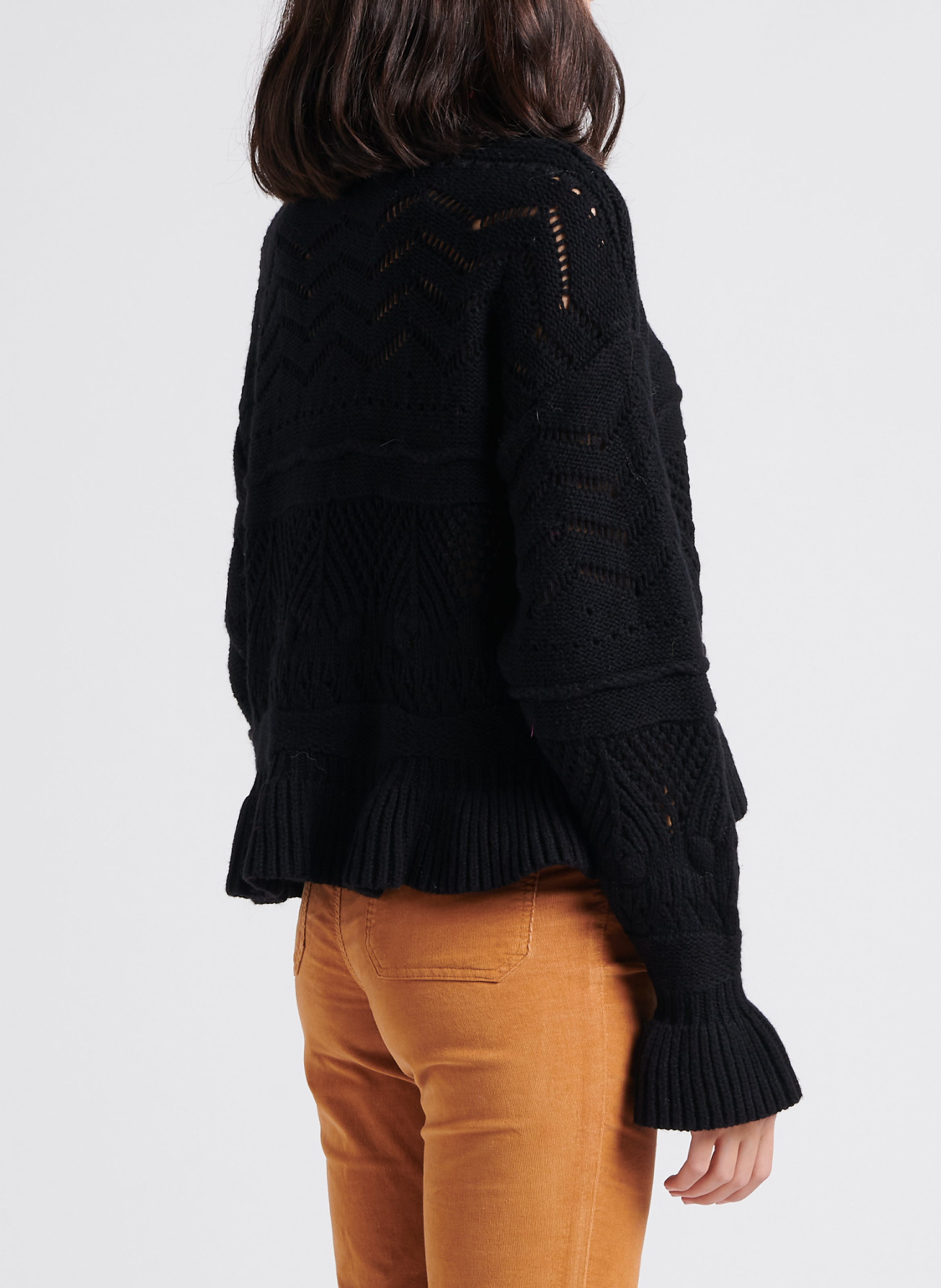 Rechte trui van katoen- en wolmix met ronde hals VILA Zwart