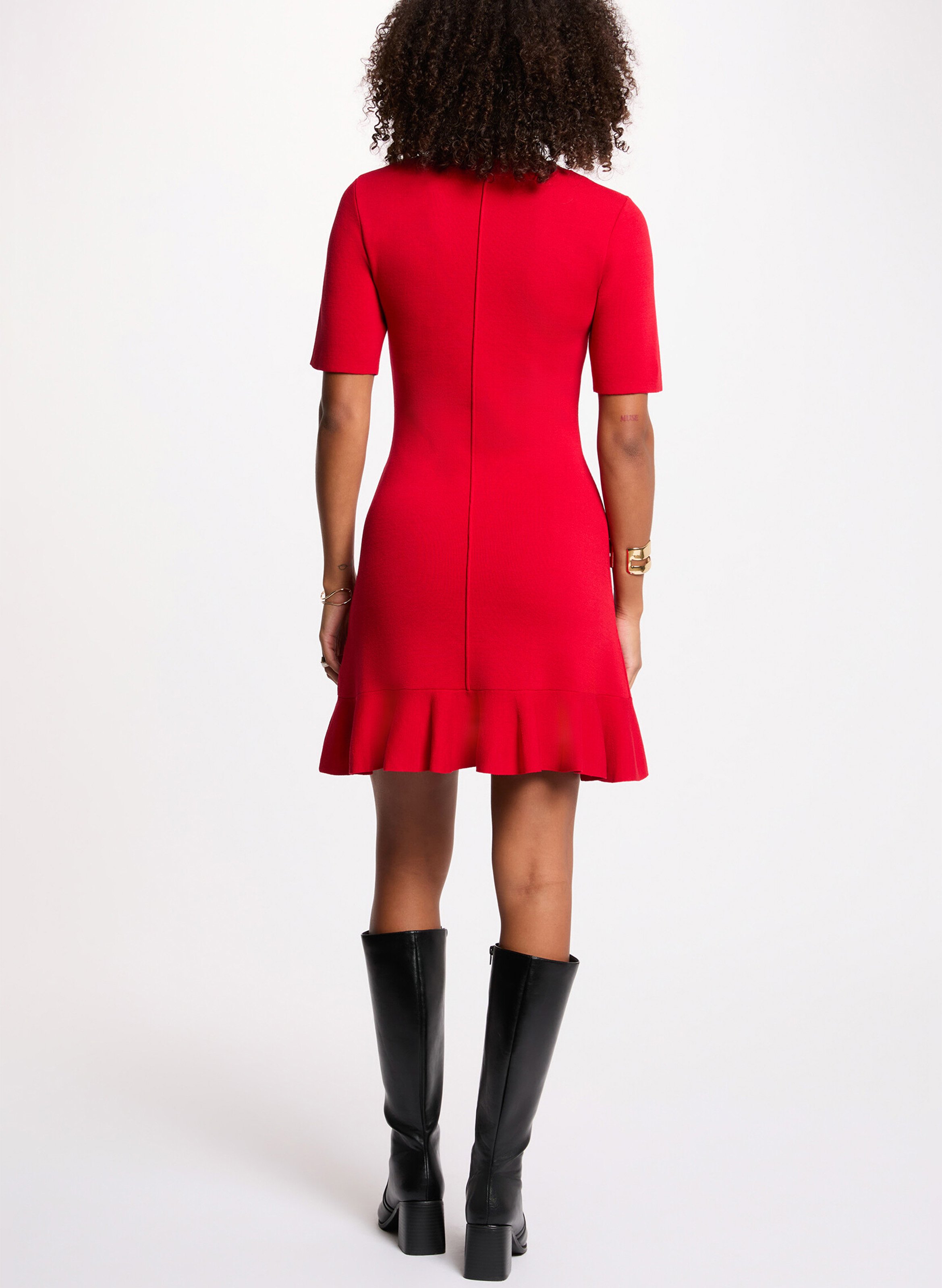 Robe cintrée manches courtes unie MORGAN Rouge