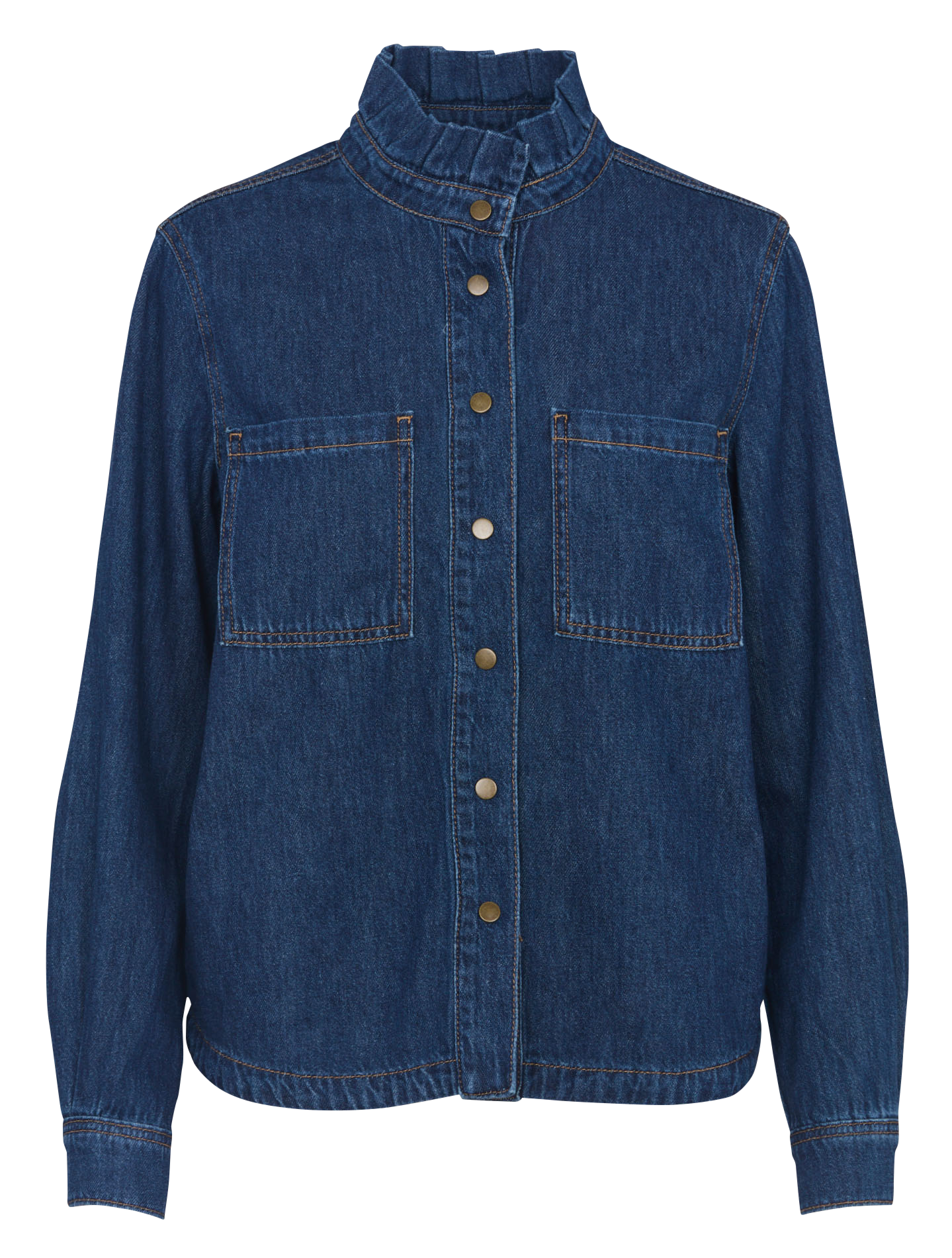 Chemise droite col rond en coton MAISON 123 Bleu