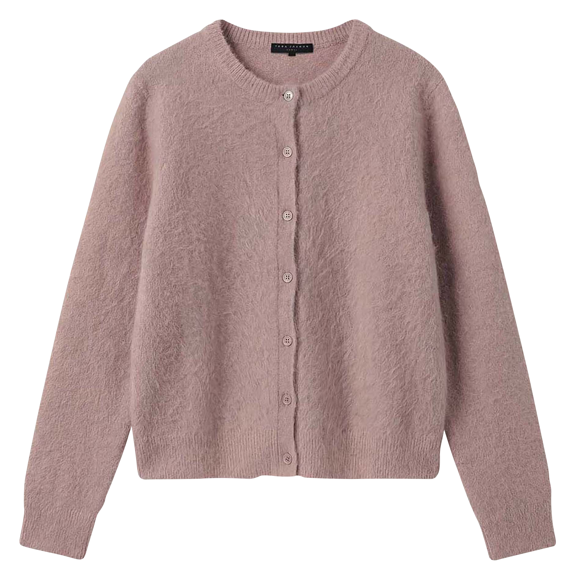 Straight round-neck alpaca blend cardigan TARA JARMON Pink