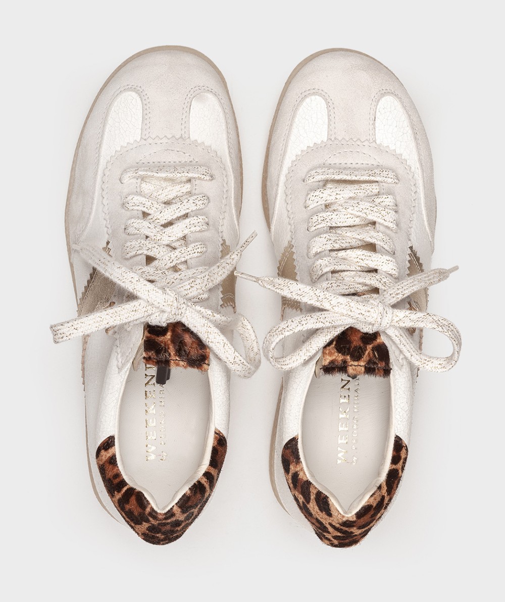 Leather sneakers with leopard print detail PEDRO MIRALLES Multicolored