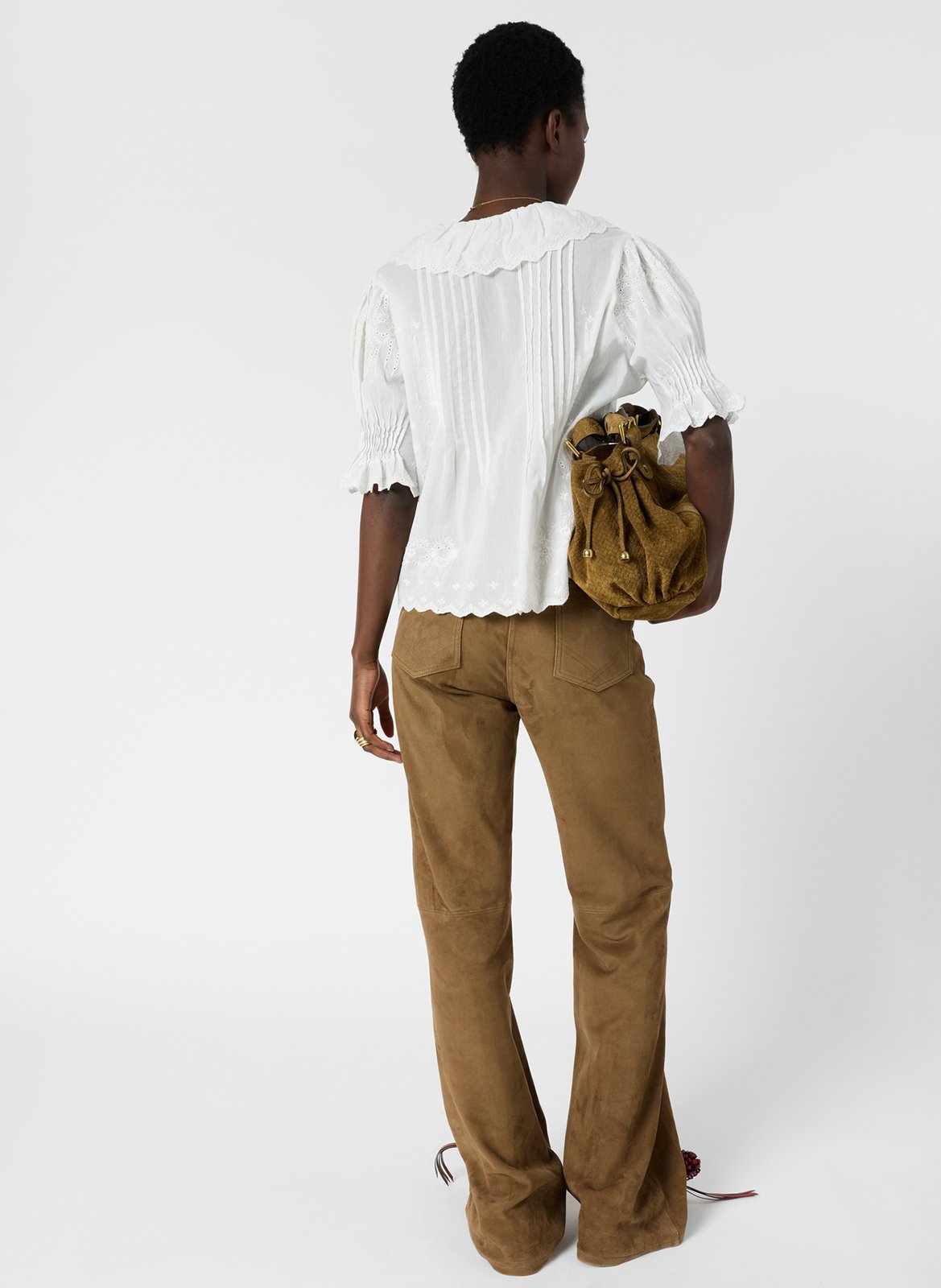 Kurzarm-Top mit bestickten Rüschen GERARD DAREL Weiss