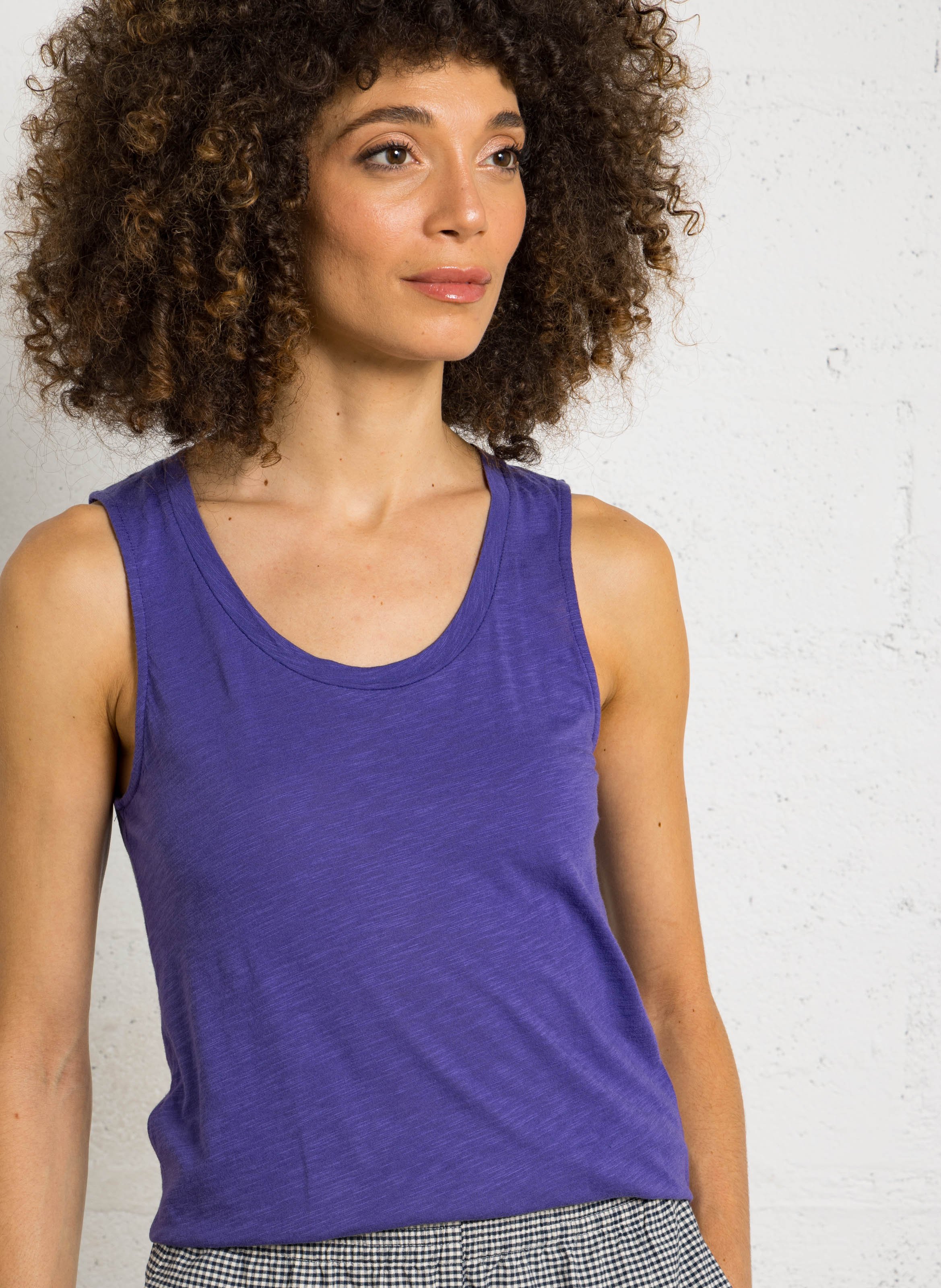 Rundhals-Tanktop aus Baumwoll-Mix AMERICAN VINTAGE Violett