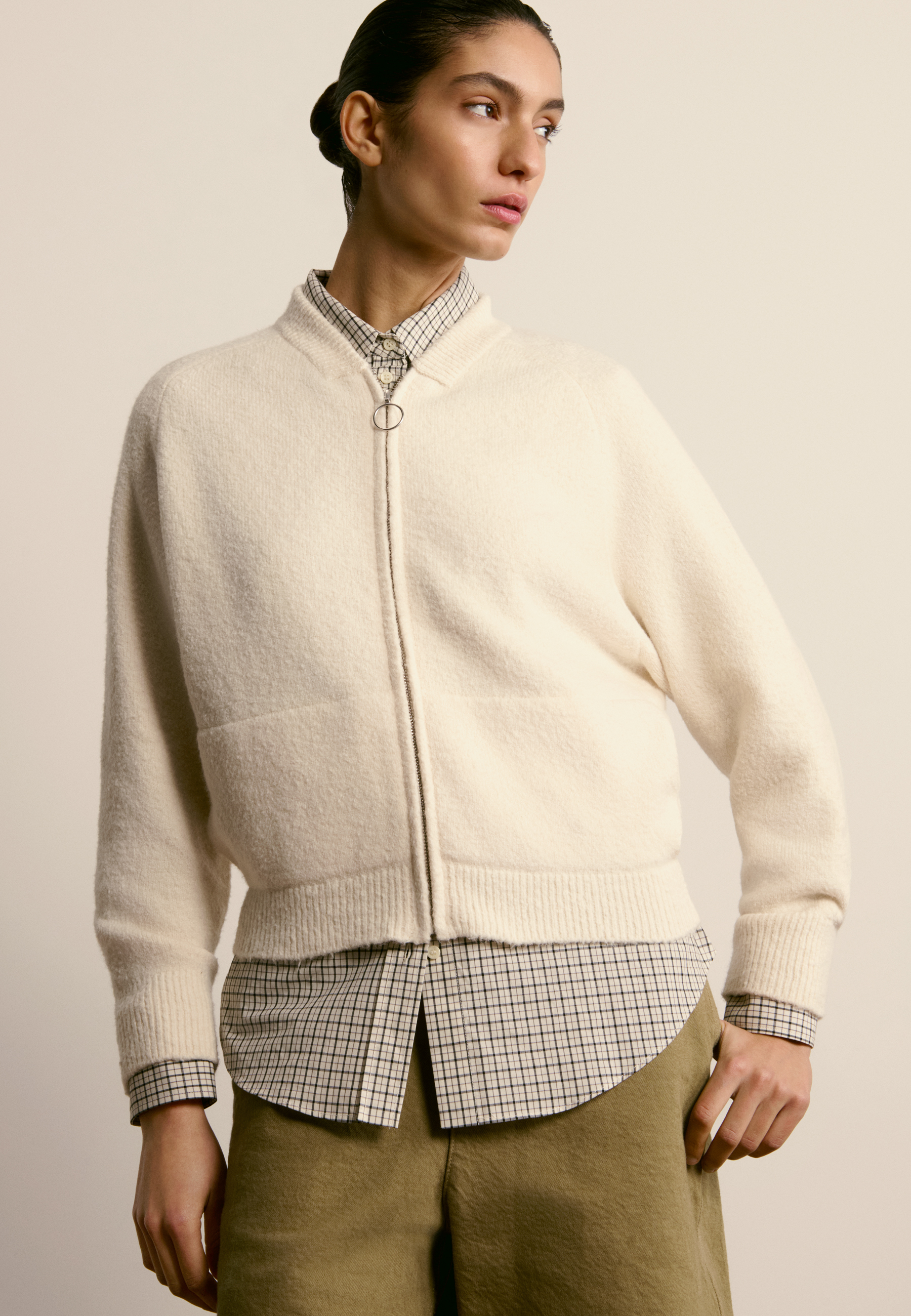 Zipped cotton jacket MAISON MONTAGUT White