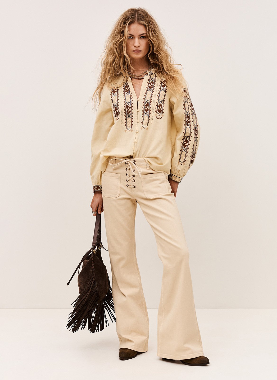 Cotton-blend loose-fit blouse BA&SH Beige