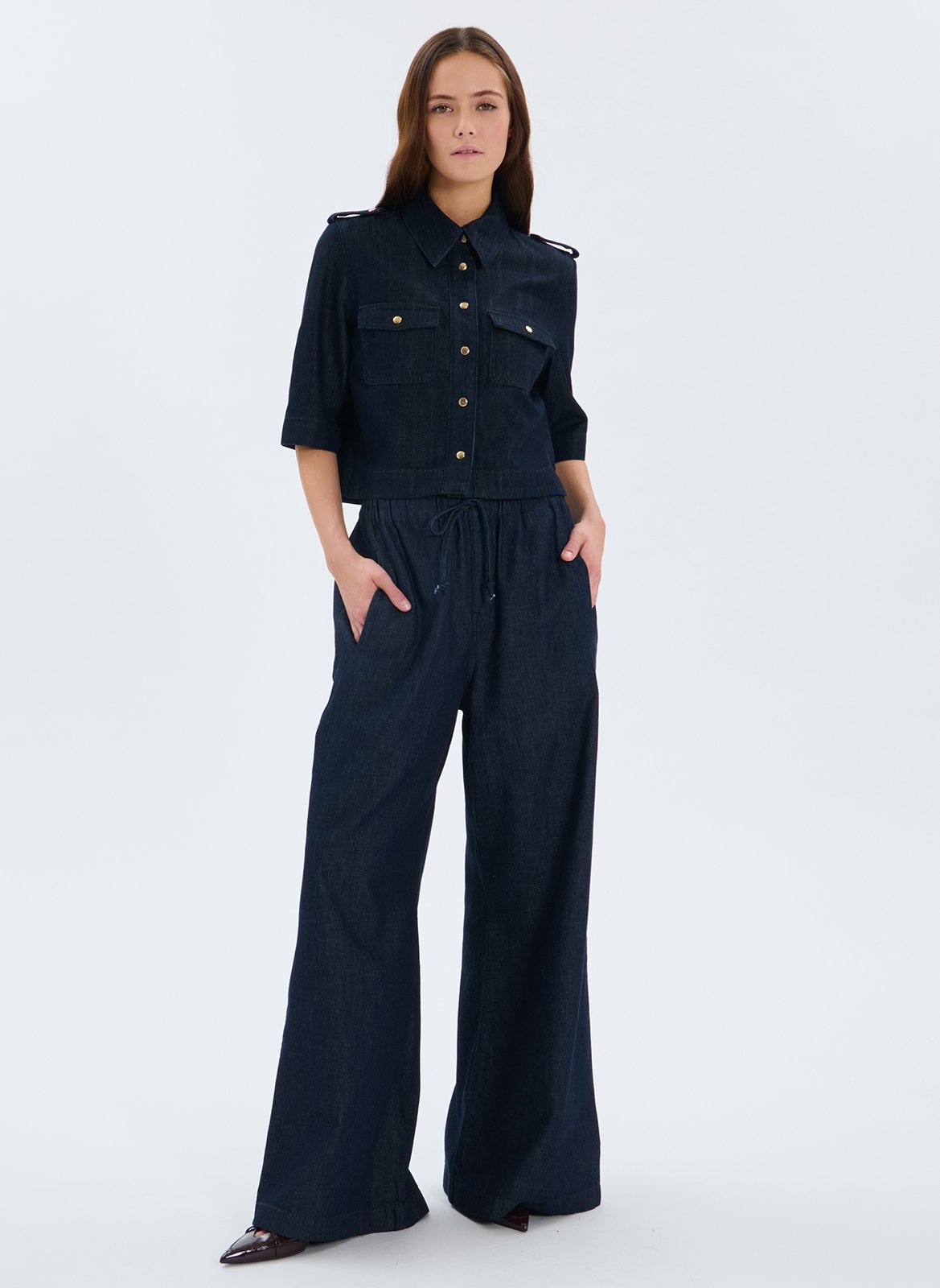 Chemise en denim col classique ZAPA Noir