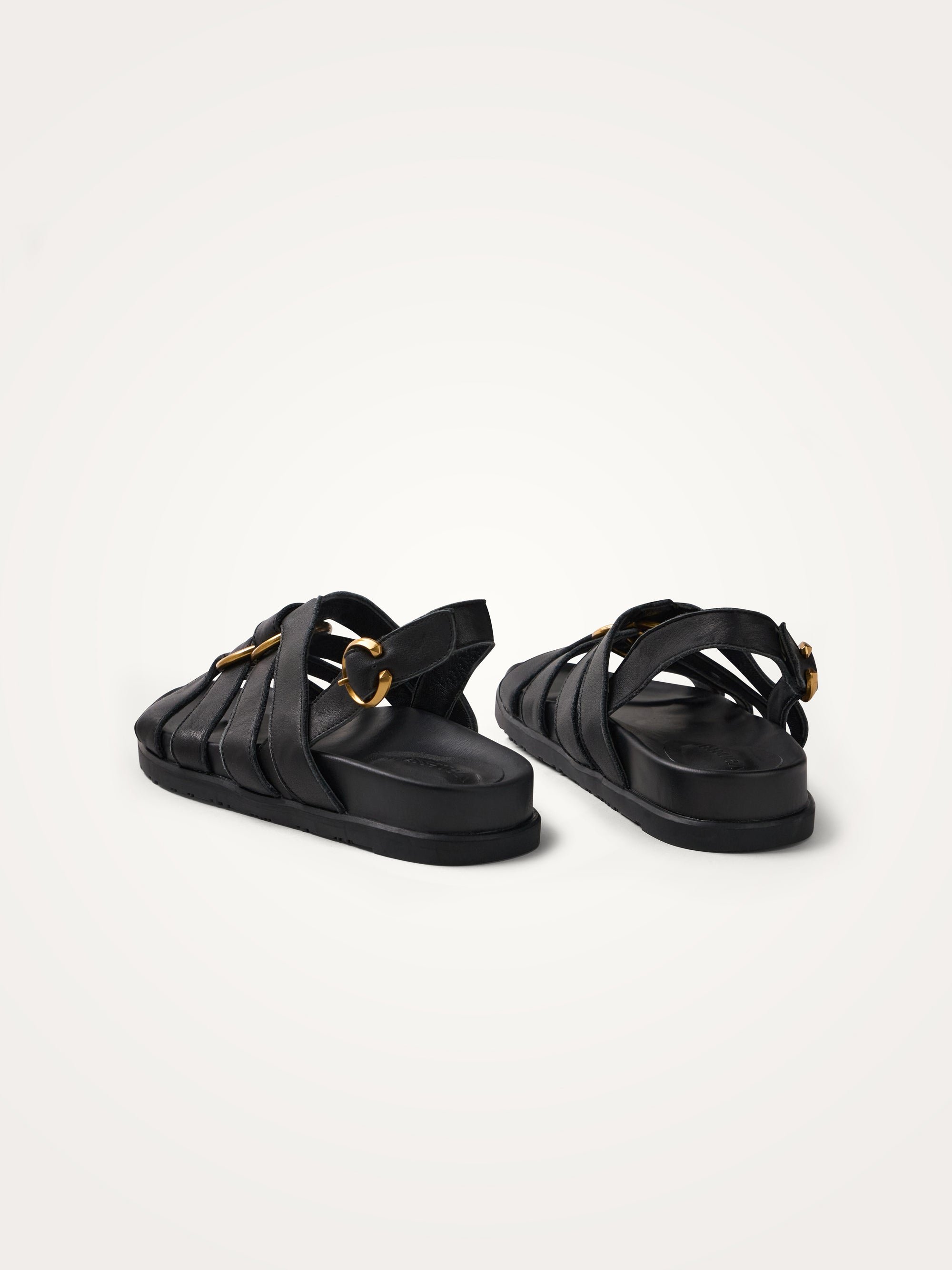 Flat sandals with multiple cowhide straps and buckle VANESSA WU Black