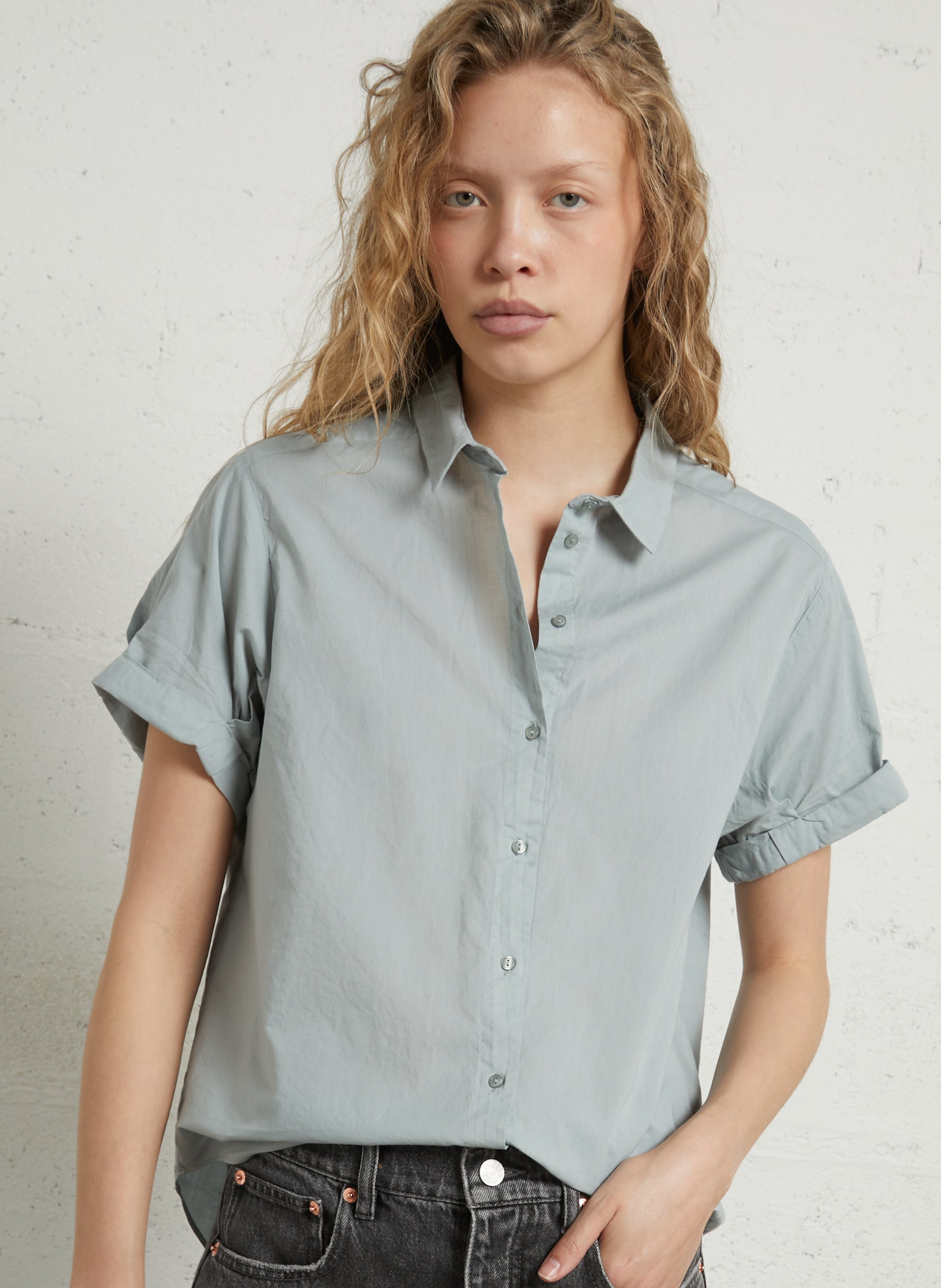 Chemise col classique manches contrastantes en coton SUD EXPRESS Blue