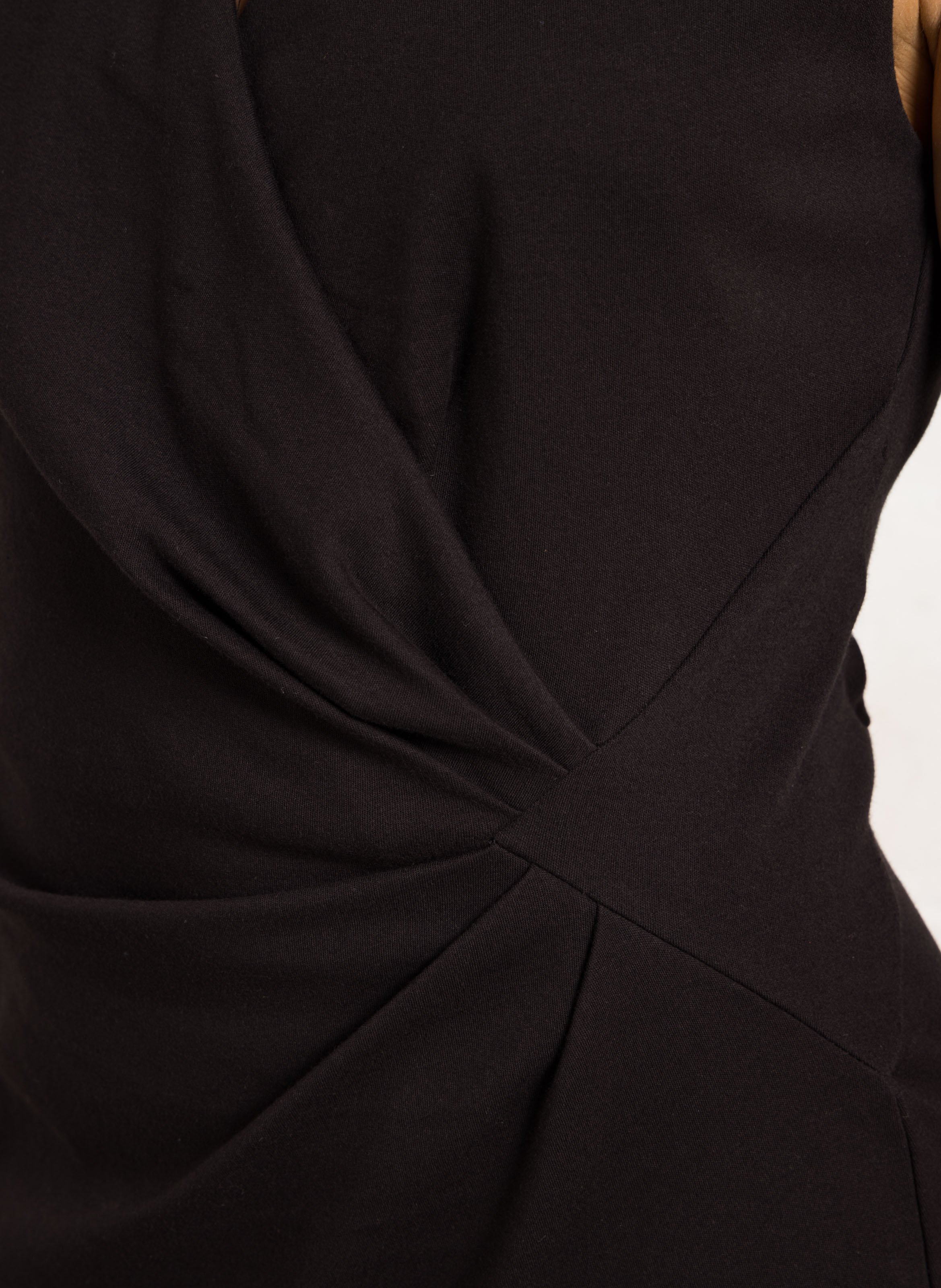 Short draped sleeveless plain dress MAISON 123 Black