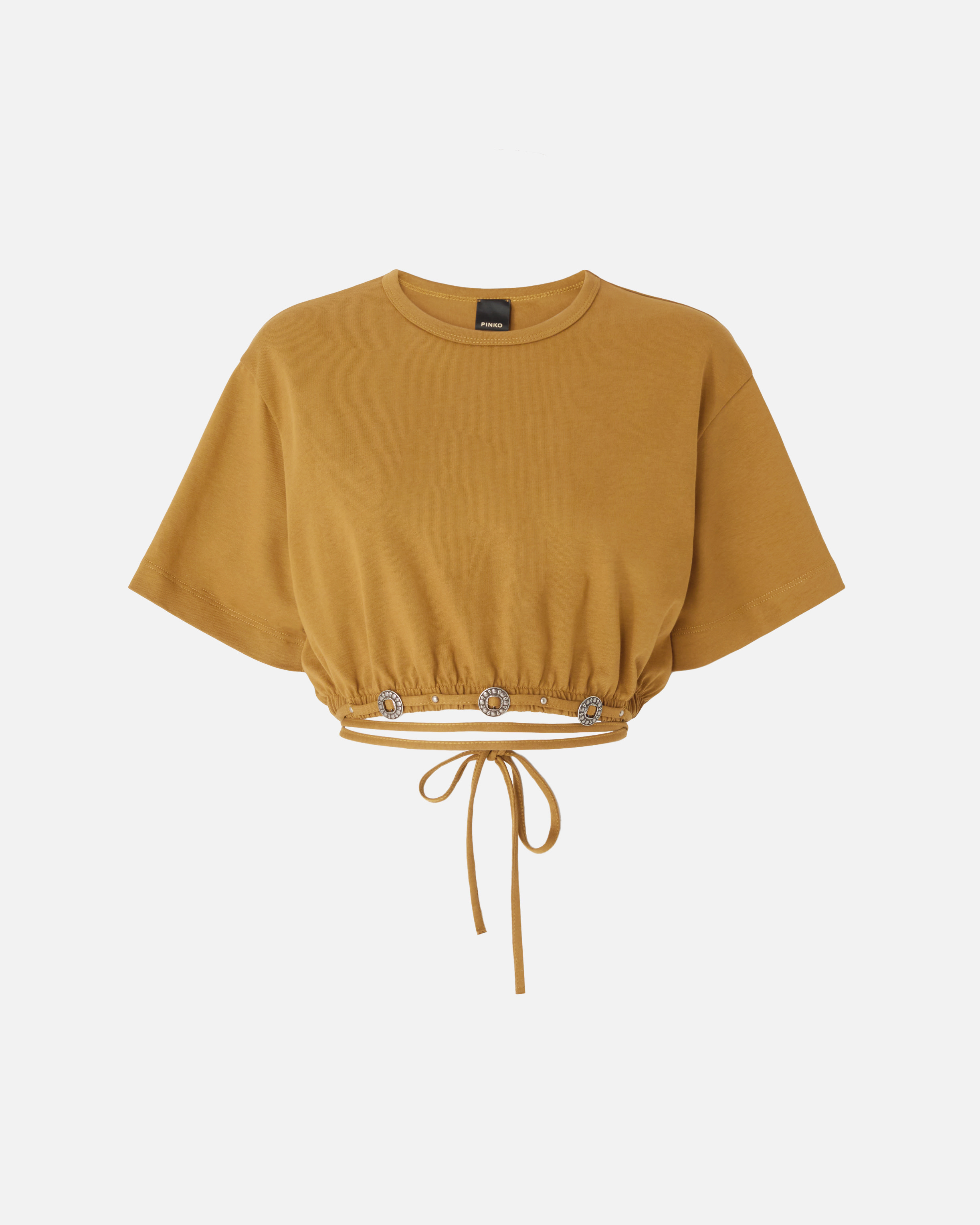 Cropped lace-up t-shirt with western details Orange