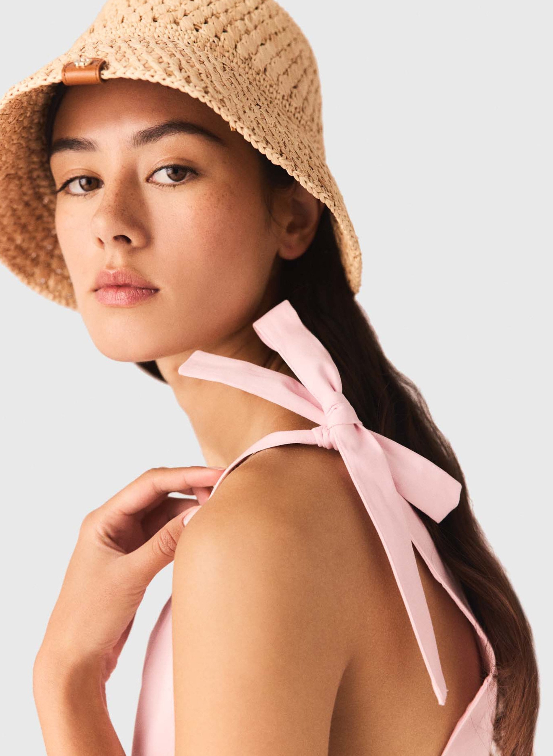 Korte geplooide jurk met spaghettibandjes MAJE Roze