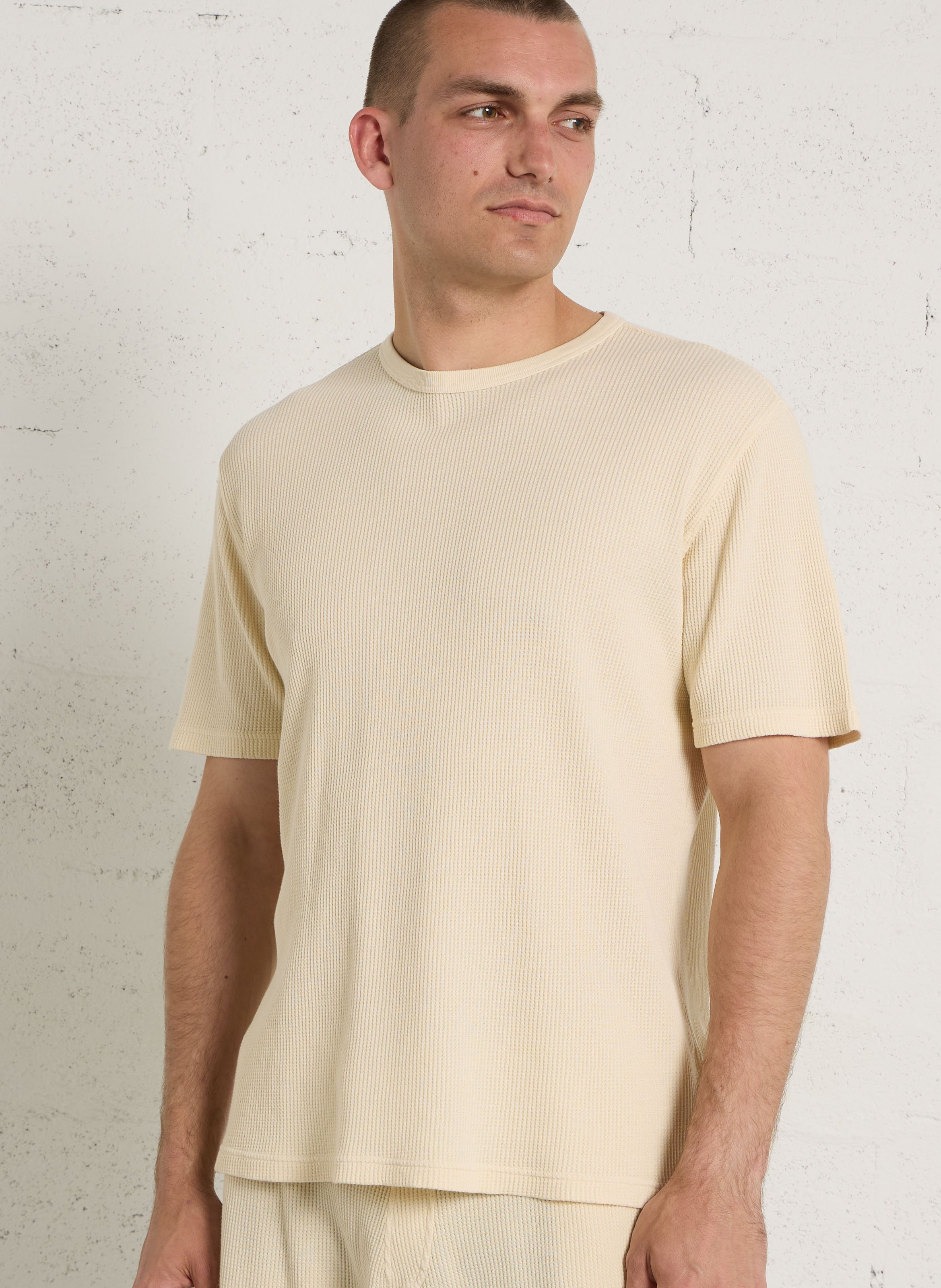 Gerade geschnittenes Rundhals-T-Shirt aus Baumwolle HARTFORD Beige