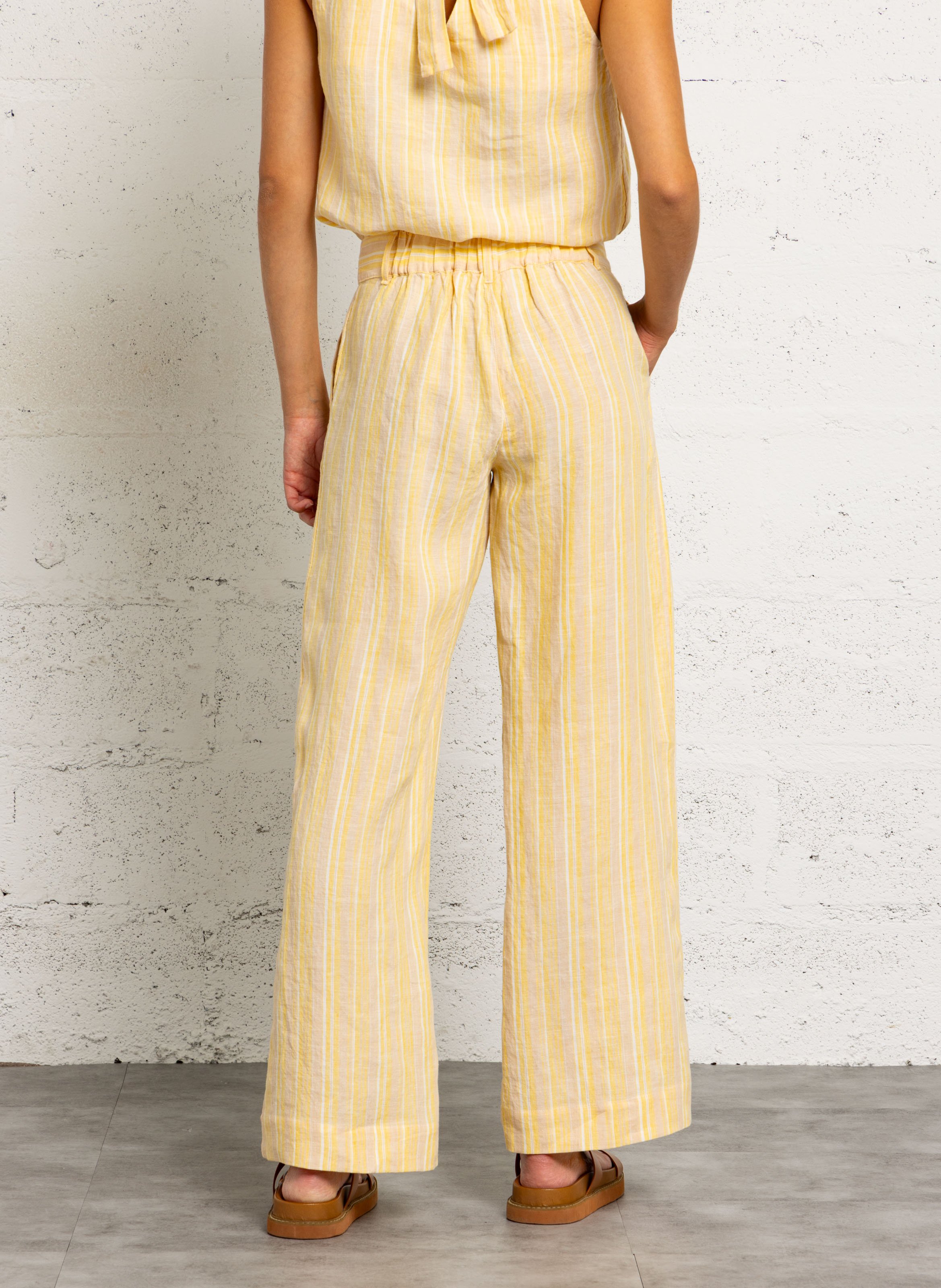 Lange Leinenhose mit Streifen MAISON 123 Beige