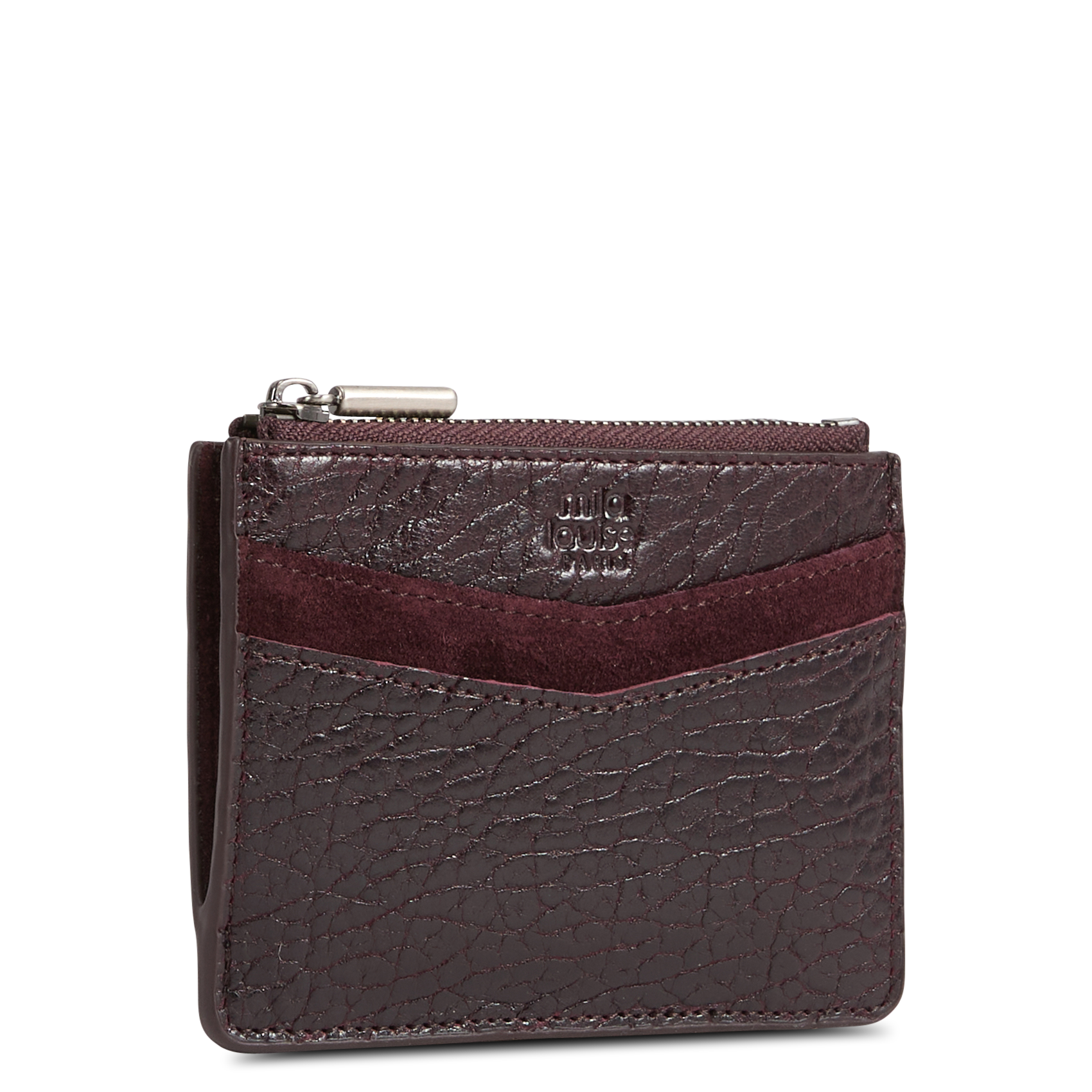 Porte-cartes en cuir texturé MILA LOUISE Rouge