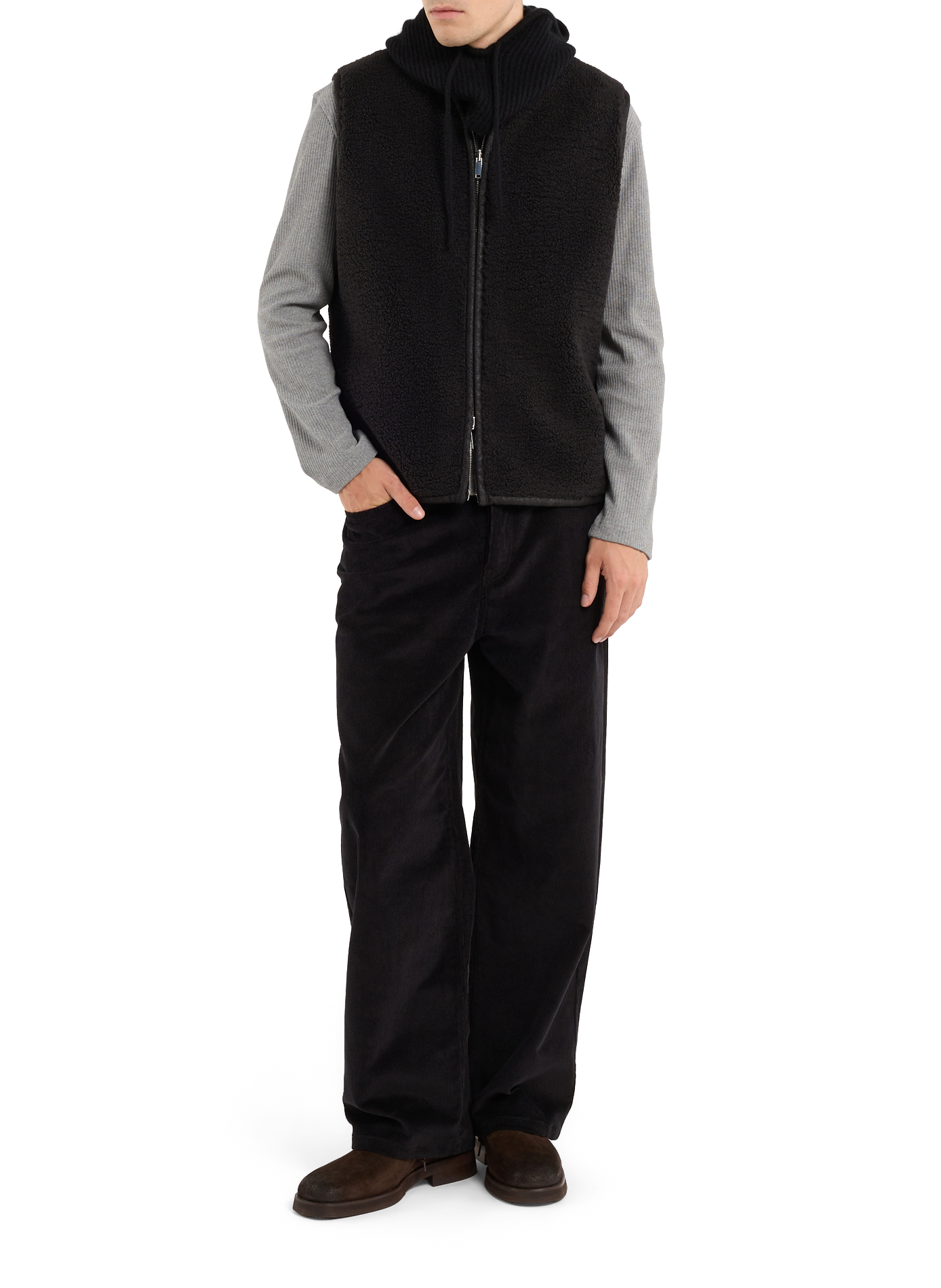 Straight cut cotton velvet pants SAISON 1865 Black