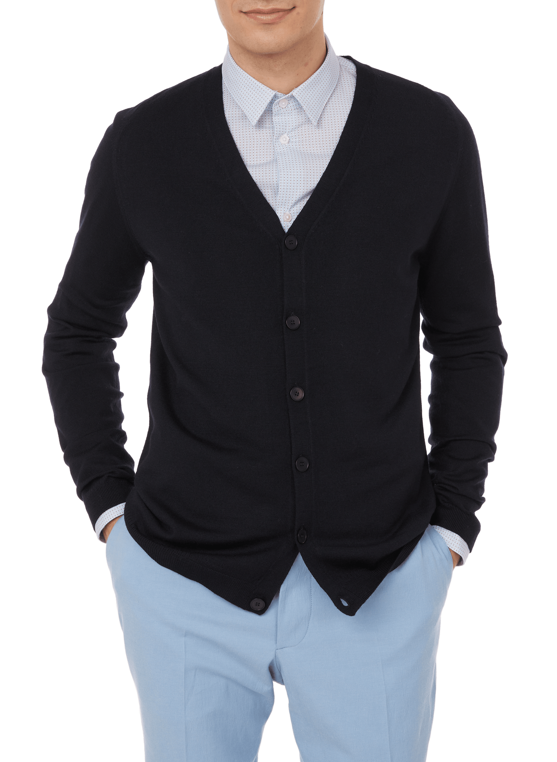 Merino wool cardigan AU PRINTEMPS PARIS Blue