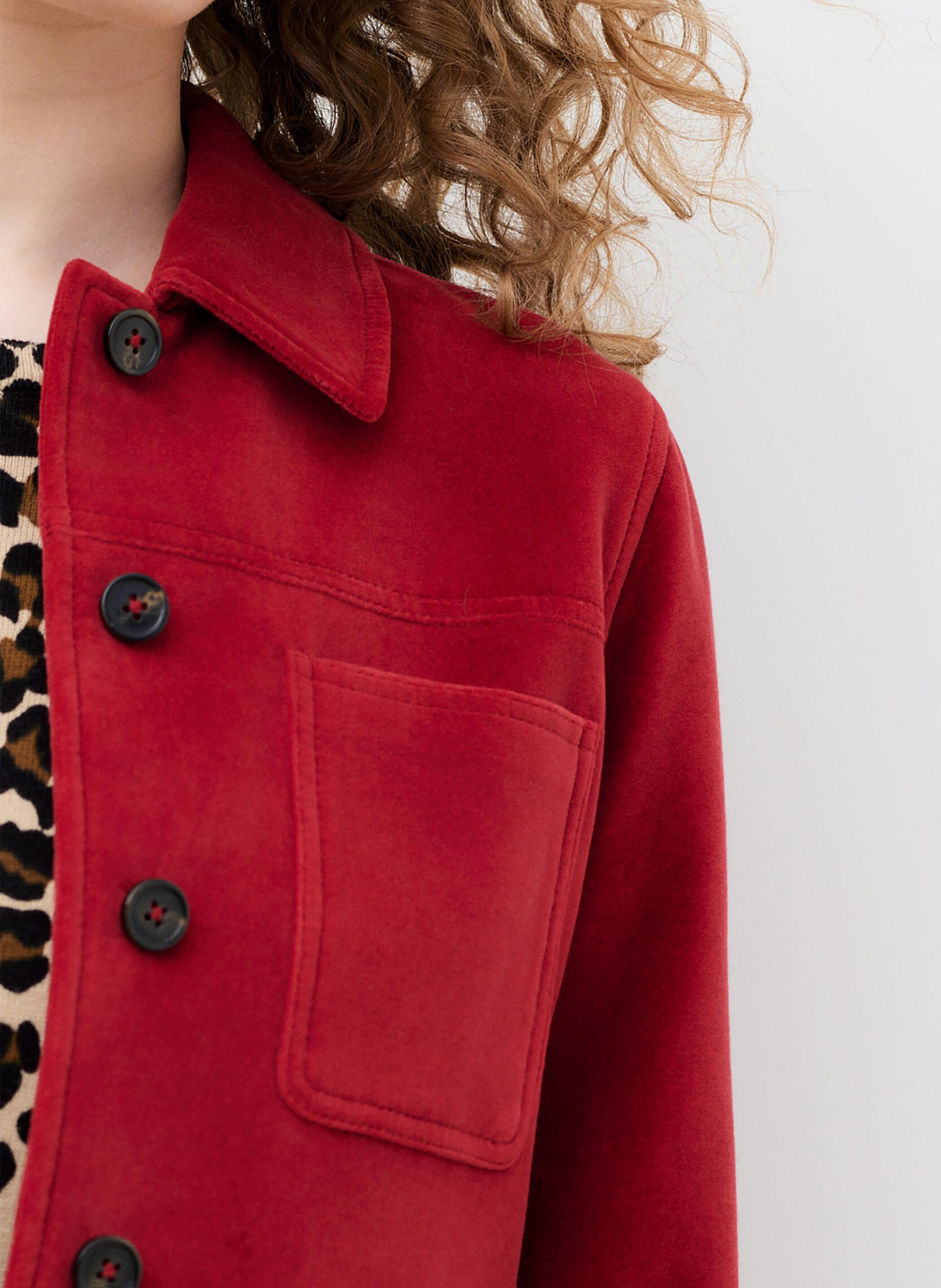 Gerade geschnittene Baumwolljacke mit klassischem Kragen | Rosa CAROLL Damen