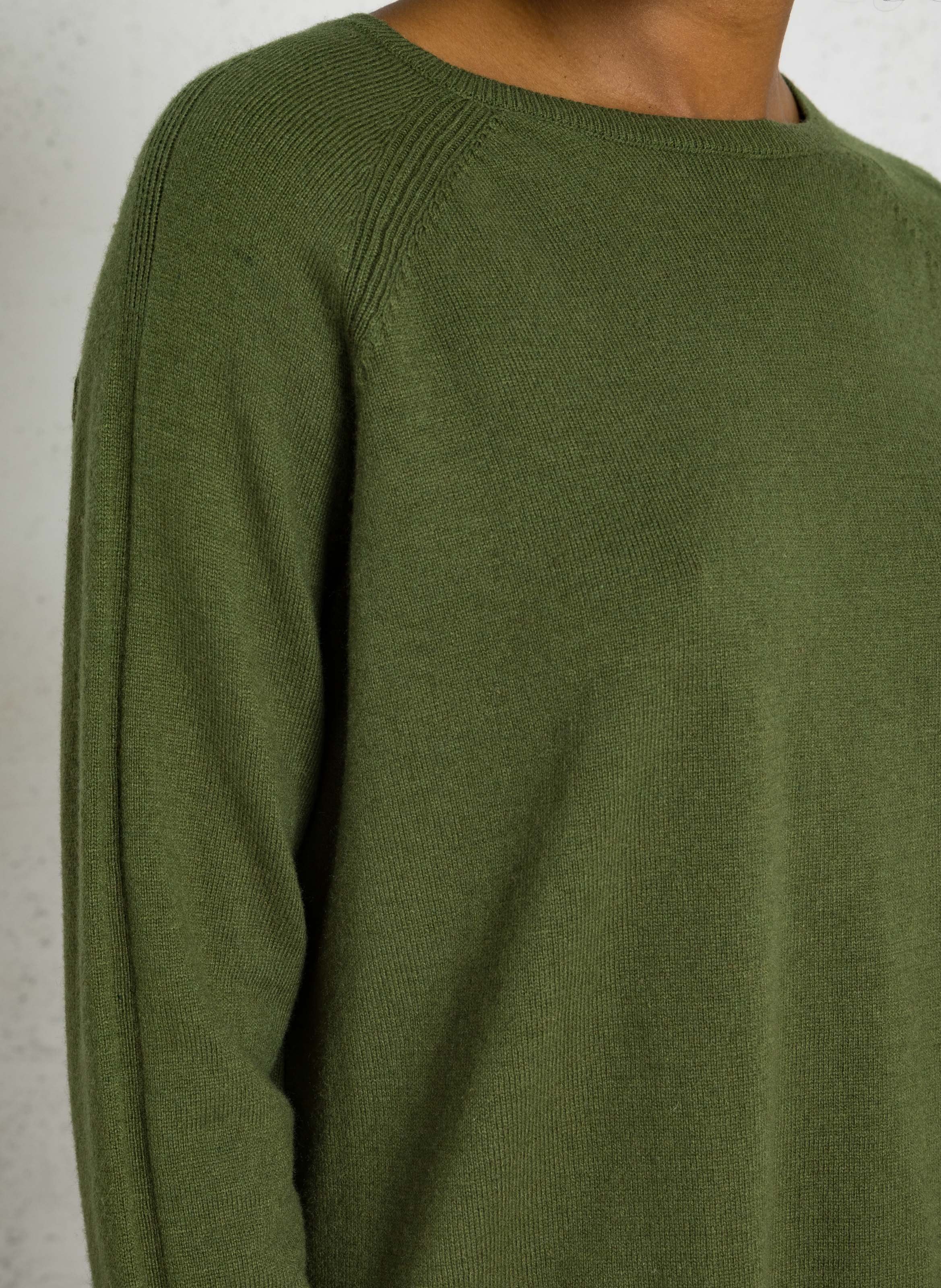 Langarm-Pullover in Uni-Farbe NICE THINGS Khaki