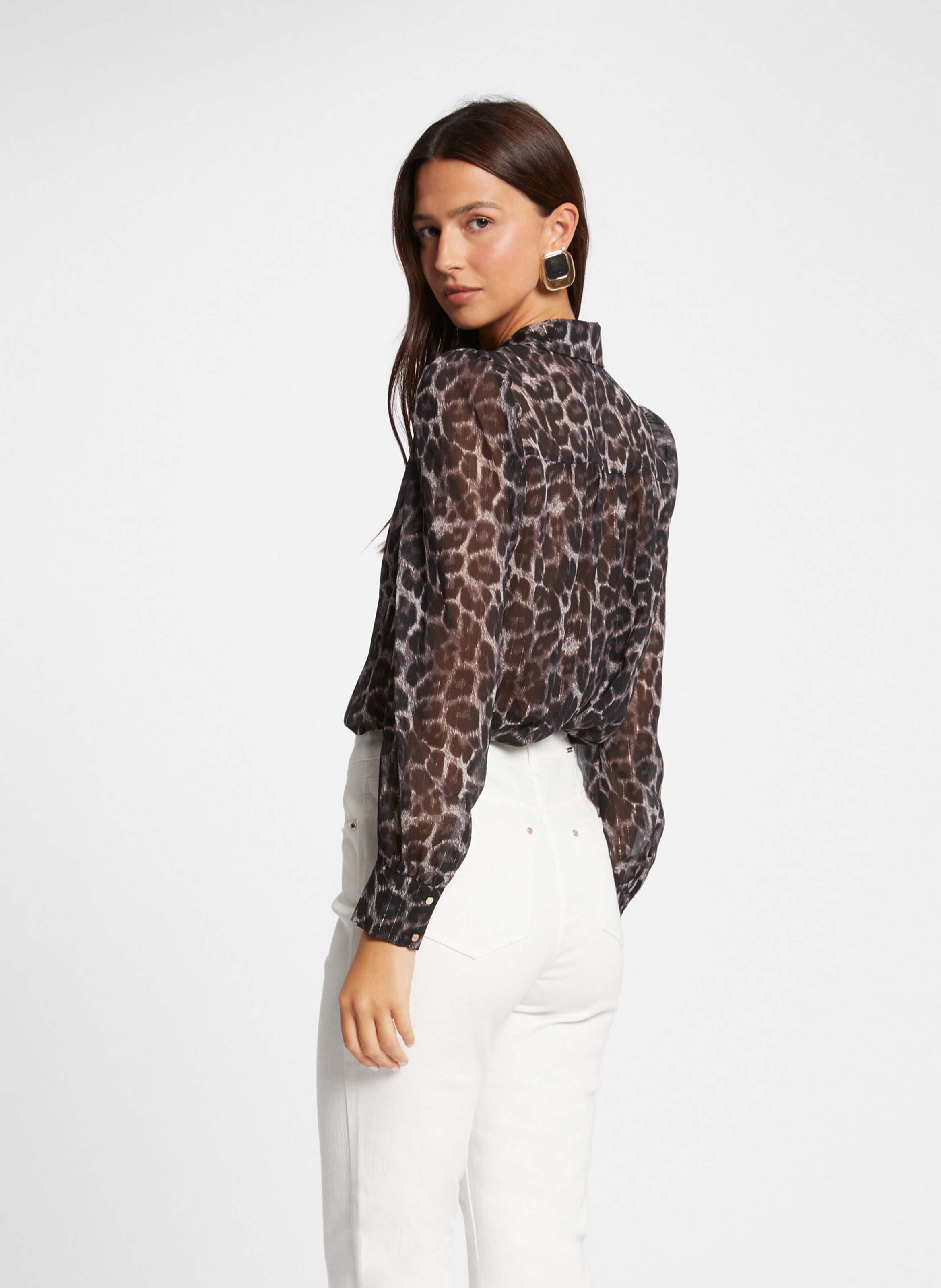 Rechte blouse met lange mouwen en print MORGAN Veelkleurig