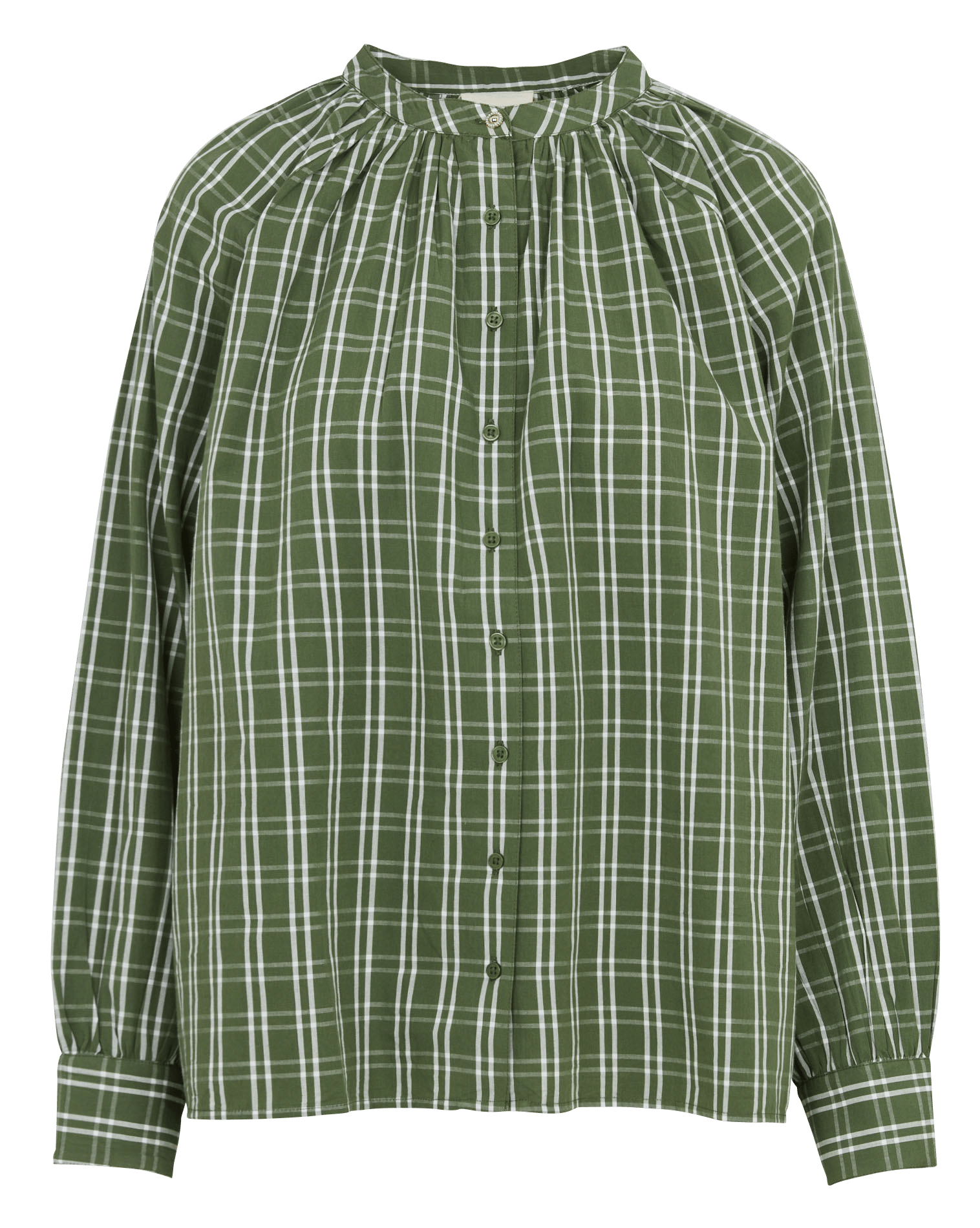 Oversize Karo Baumwollbluse PETITE MENDIGOTE Grun