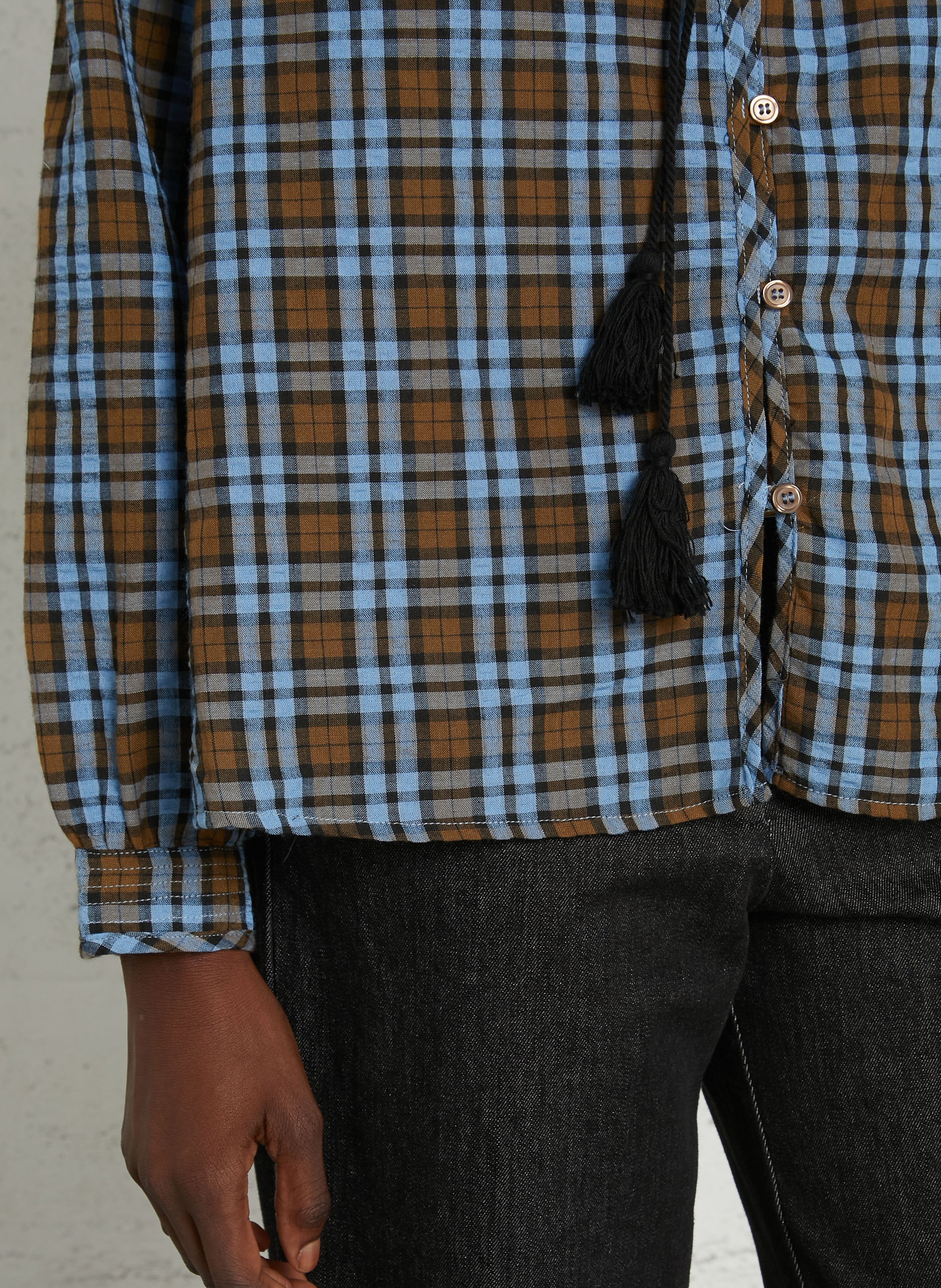 Baumwollbluse mit Rundhalsausschnitt THE KORNER Blau