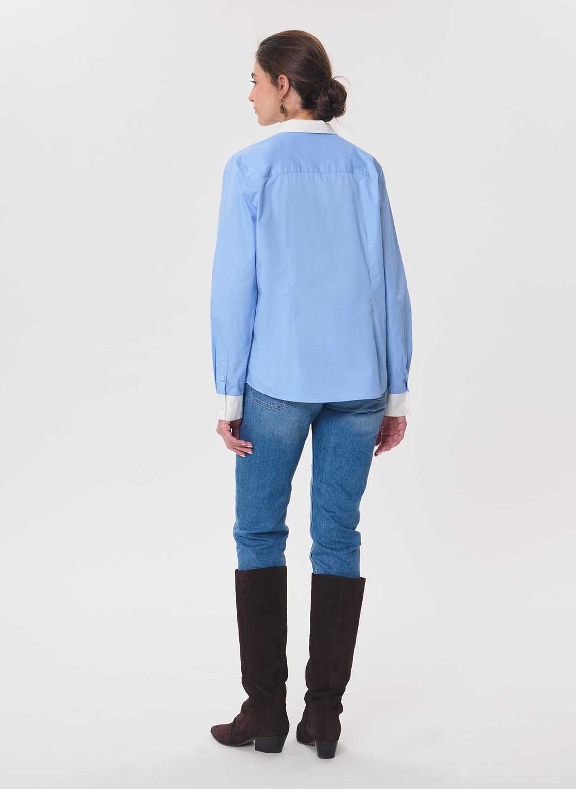 Straight cotton shirt TARA JARMON Blue