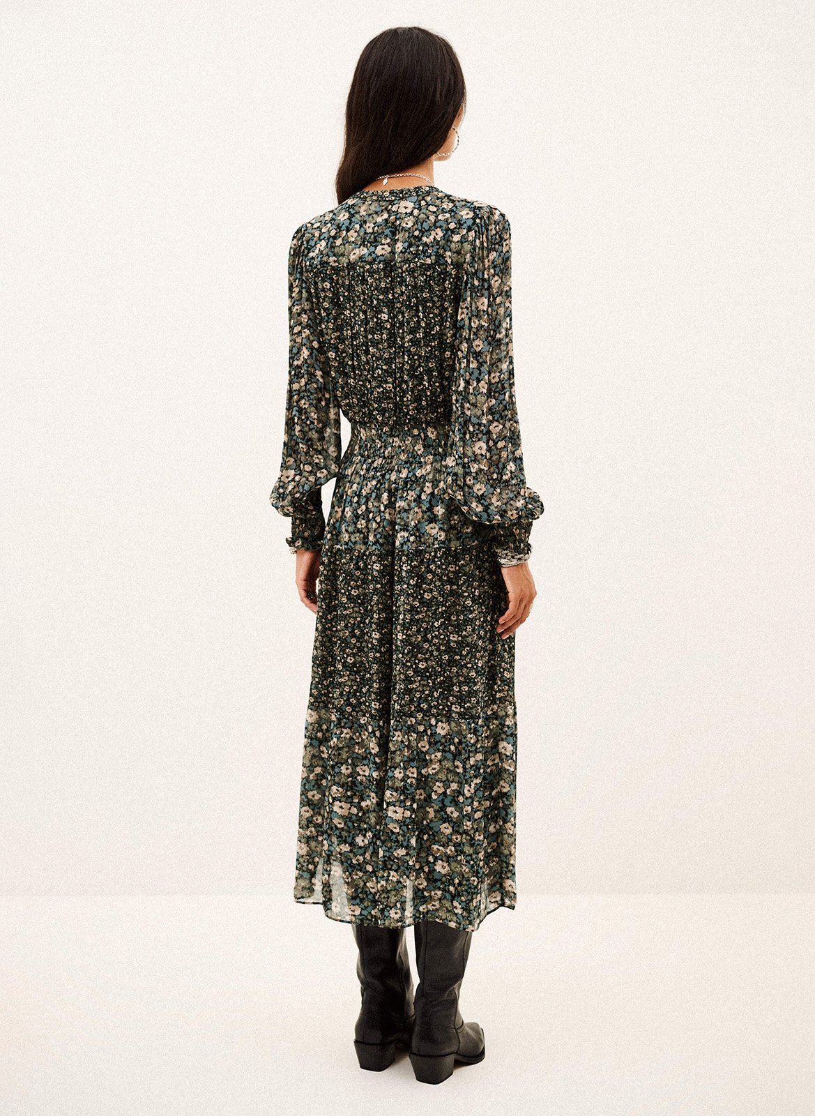 Midi dress with floral pattern BA&SH Khaki
