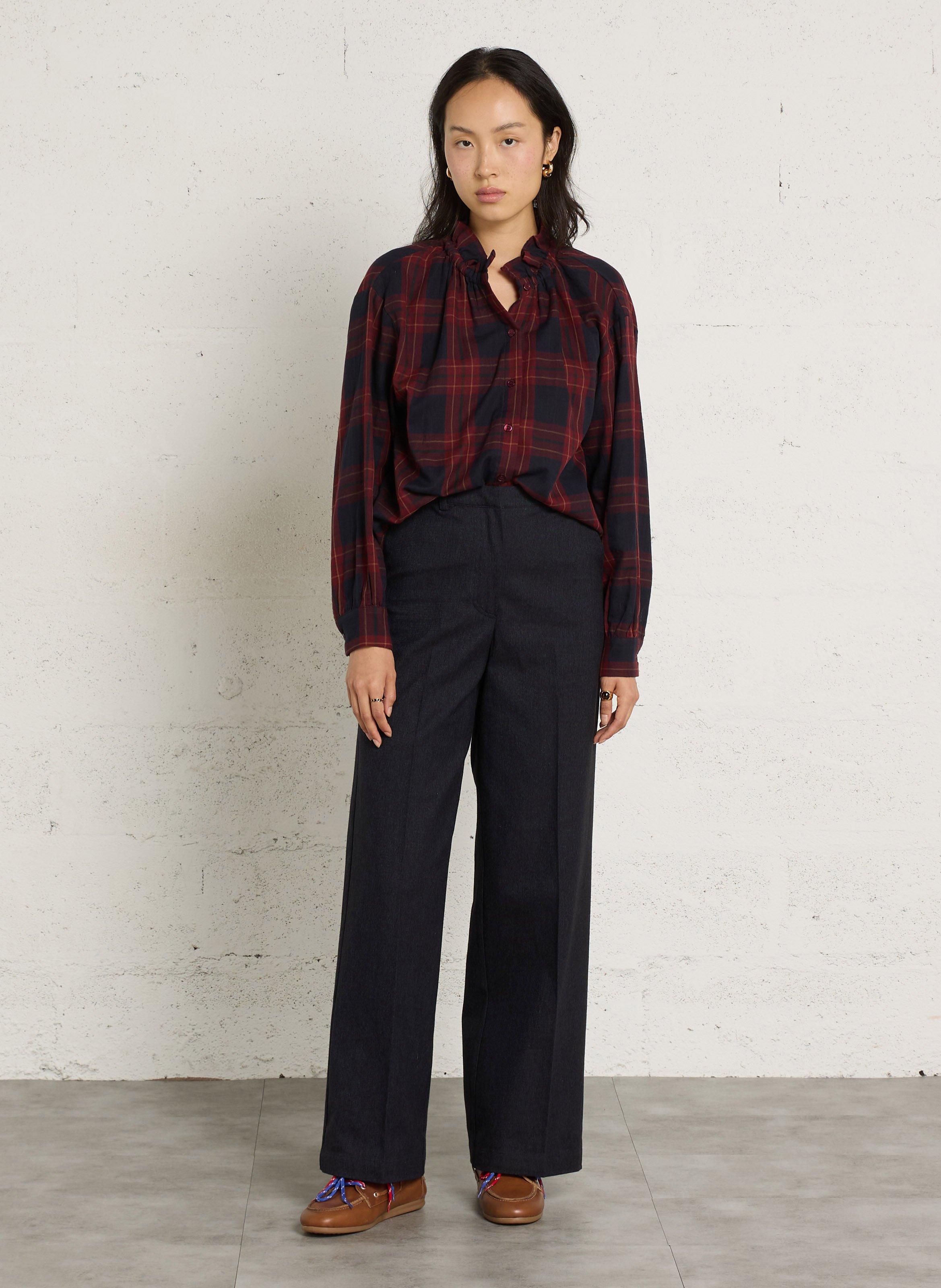 Straight tailored trousers in blended cotton NICE THINGS Blue
