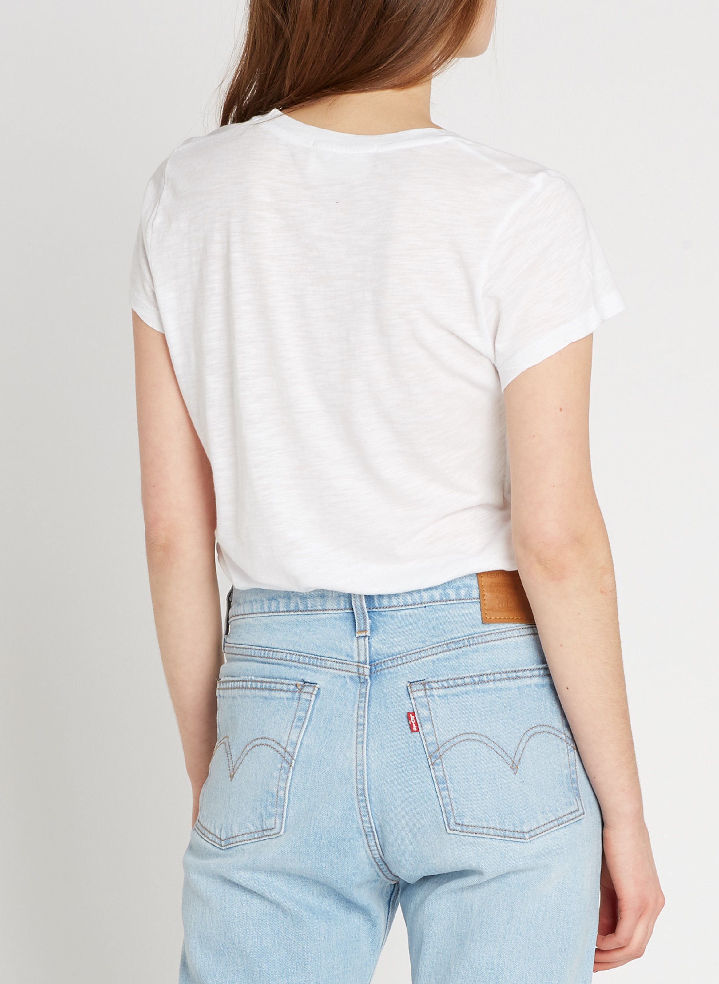 Recht T-shirt met U-hals AMERICAN VINTAGE Wit