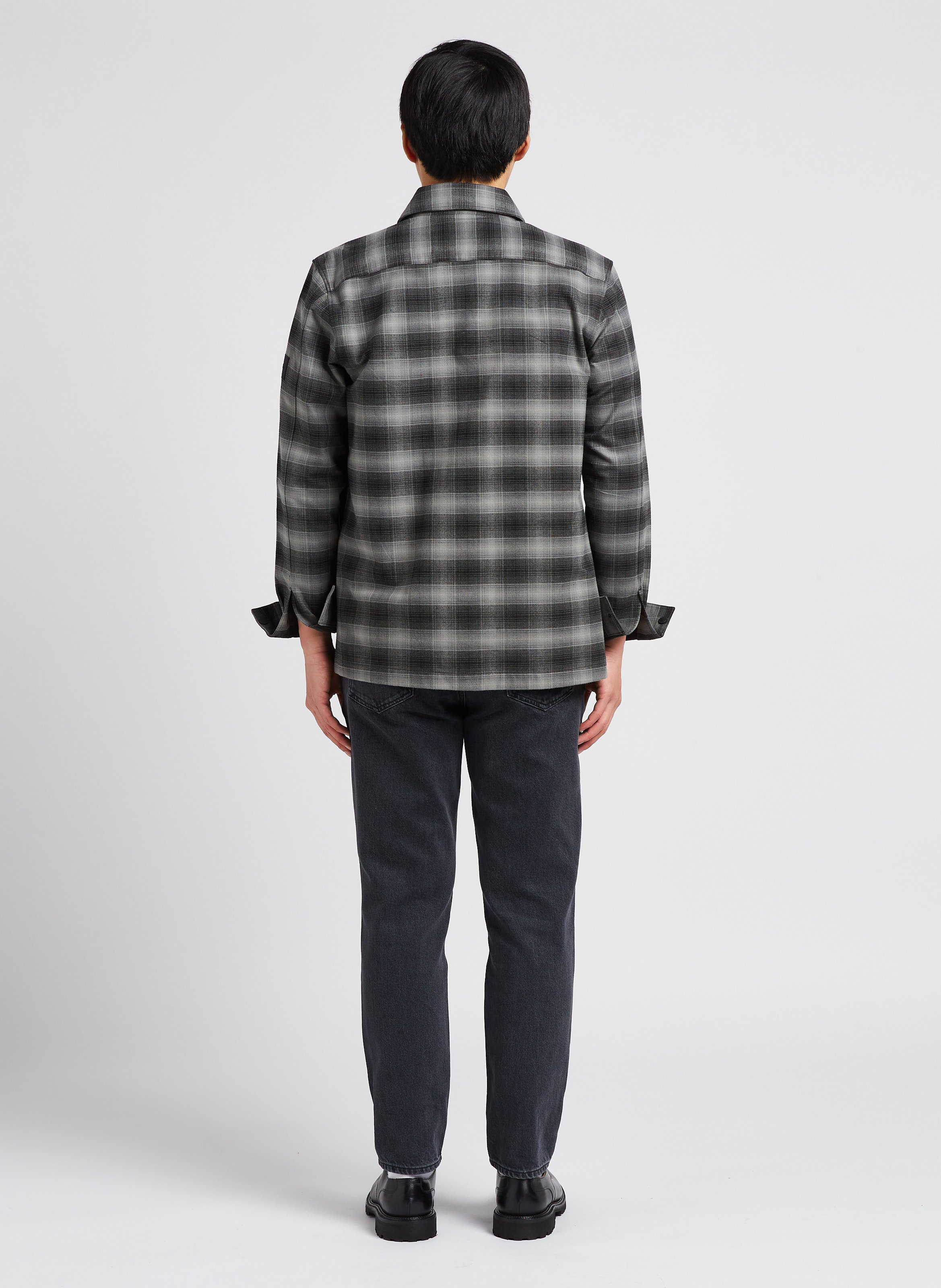 Straight-cut cotton shirt with classic collar Black