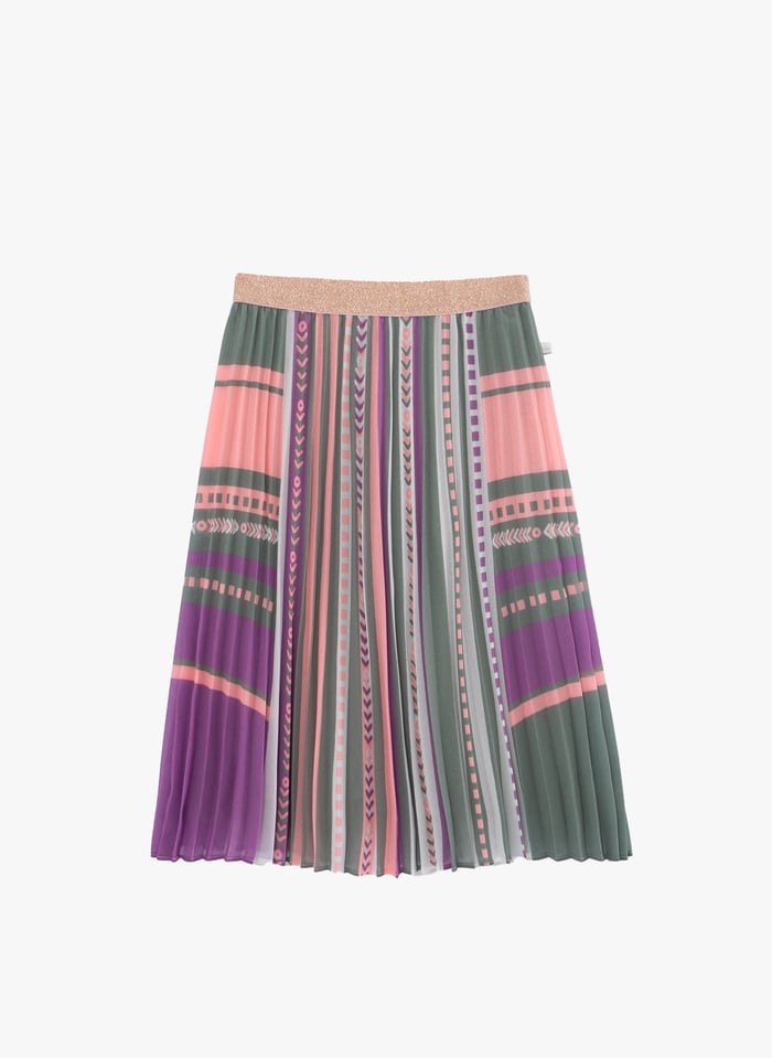 Long Pleated Cotton Skirt Kaki Clair Ikks Junior Child Place