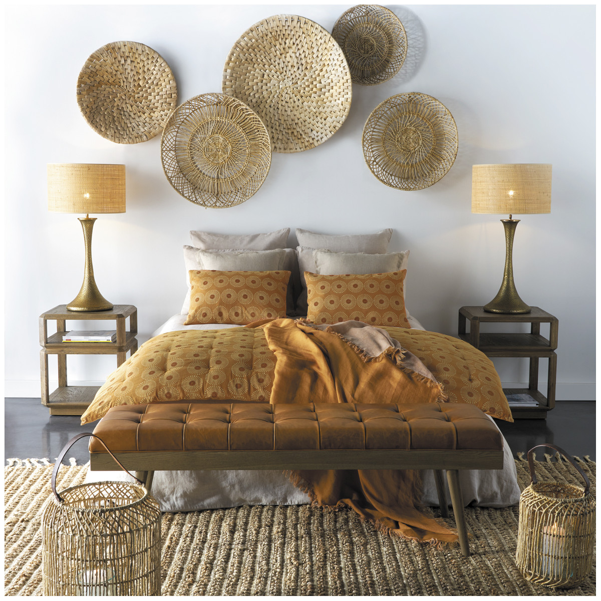 Raffia lampshade BLANC D'IVOIRE Brown